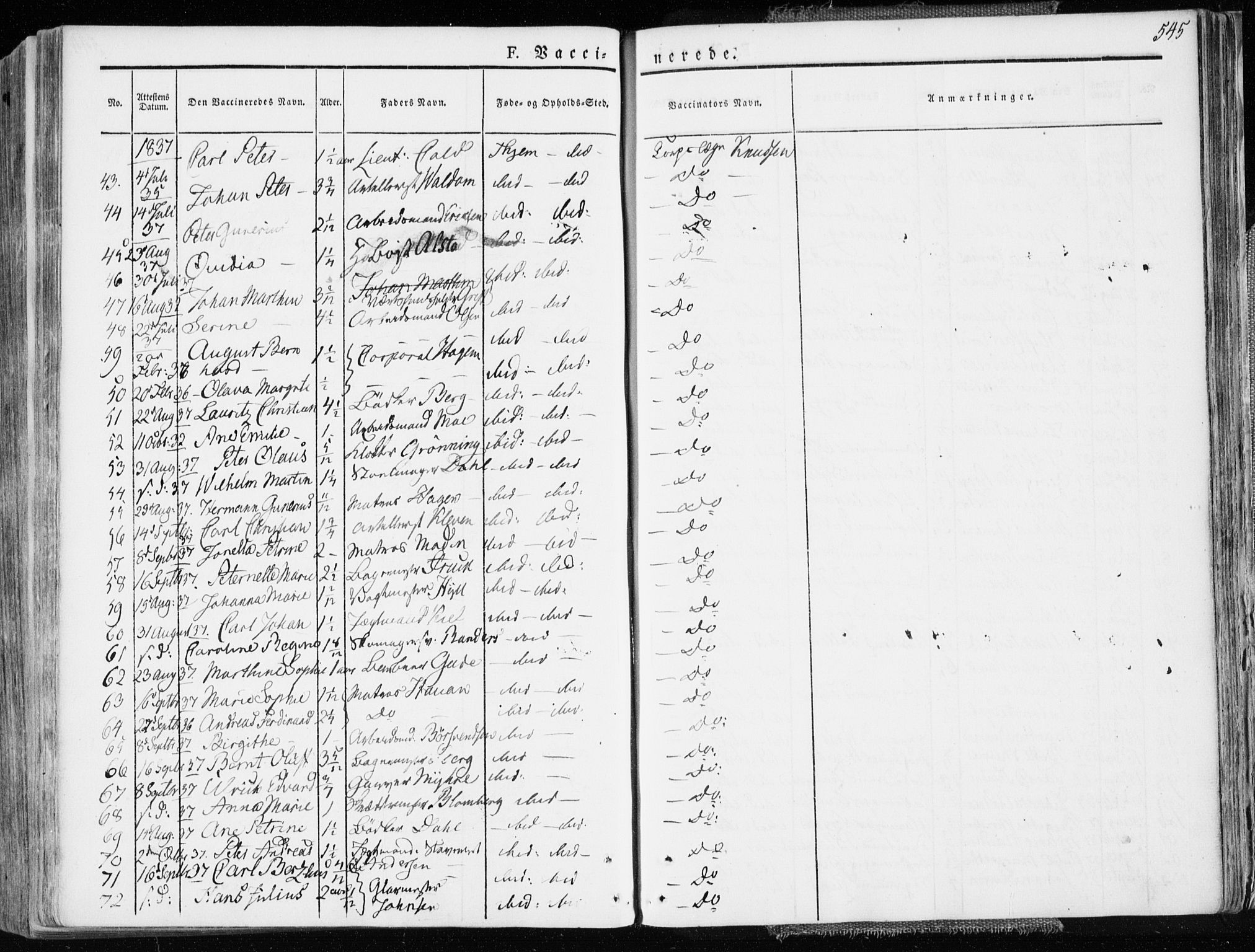 Ministerialprotokoller, klokkerbøker og fødselsregistre - Sør-Trøndelag, AV/SAT-A-1456/601/L0047: Parish register (official) no. 601A15, 1831-1839, p. 545