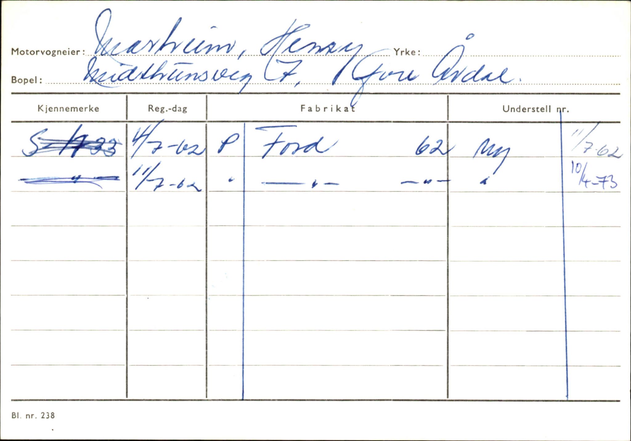 Statens vegvesen, Sogn og Fjordane vegkontor, AV/SAB-A-5301/4/F/L0145: Registerkort Vågsøy S-Å. Årdal I-P, 1945-1975, p. 1627