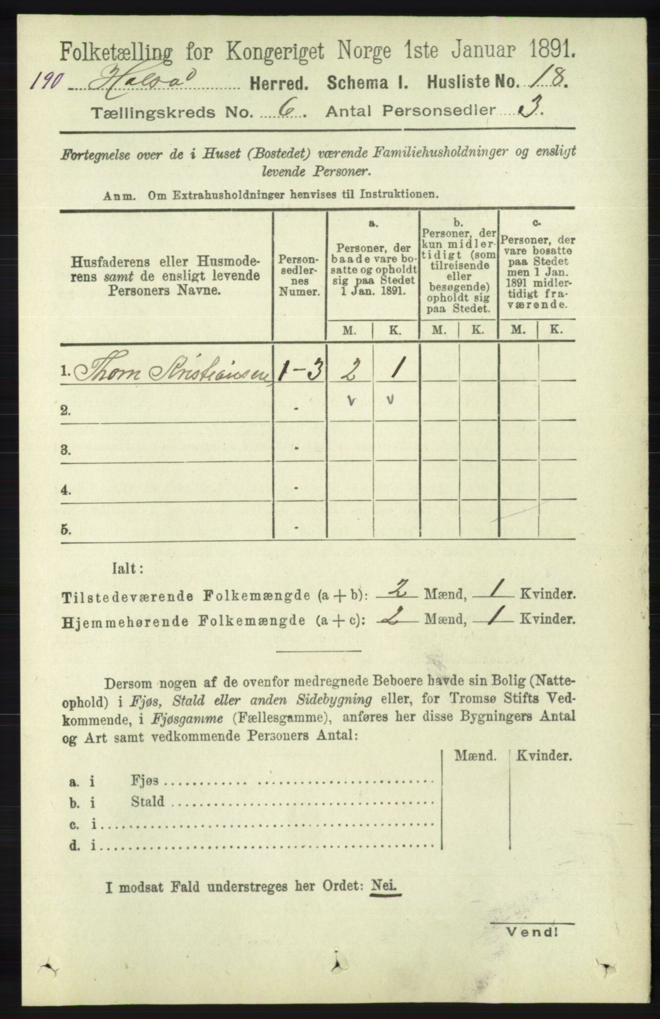 RA, 1891 census for 1019 Halse og Harkmark, 1891, p. 2328