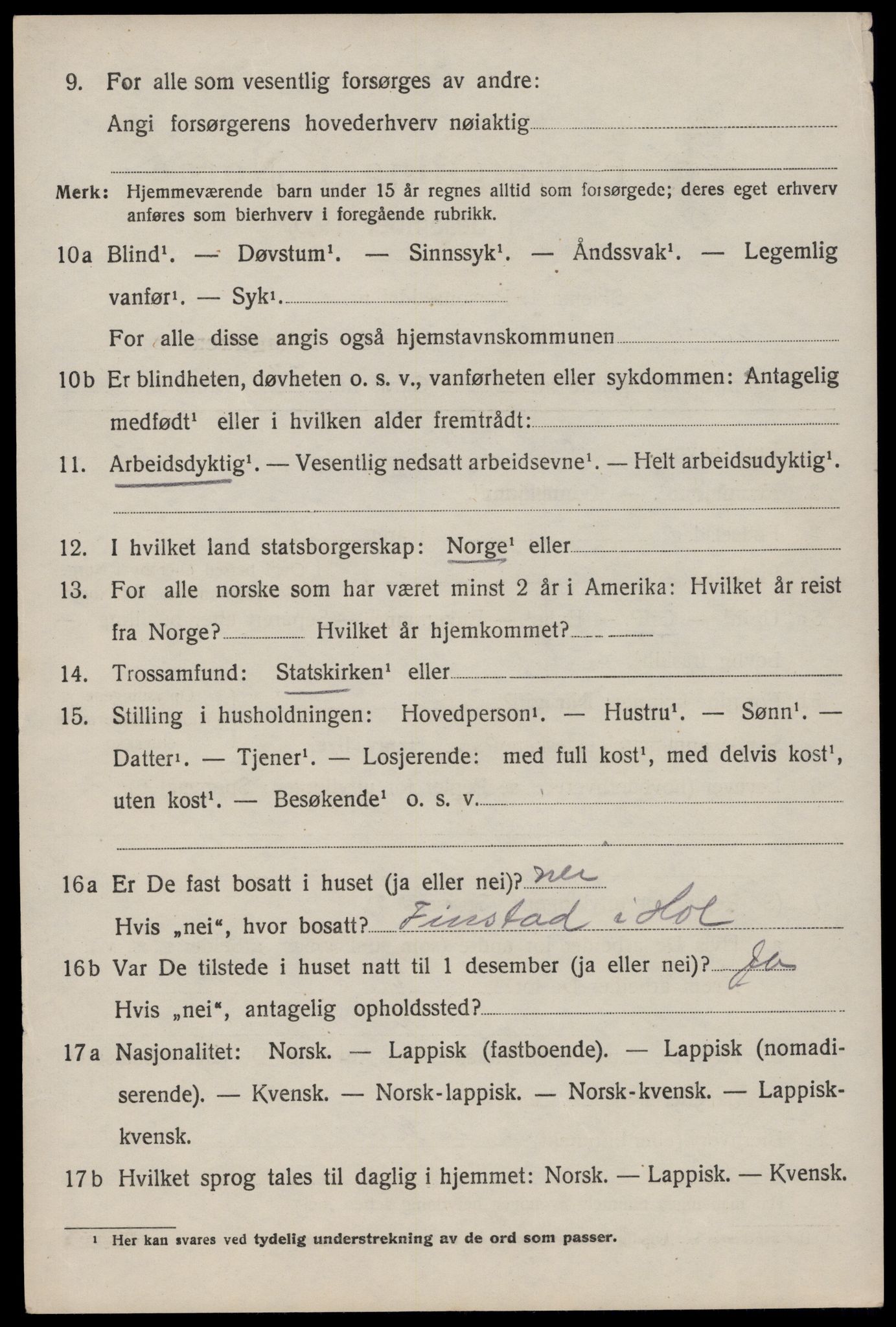 SAT, 1920 census for Hol, 1920, p. 2122