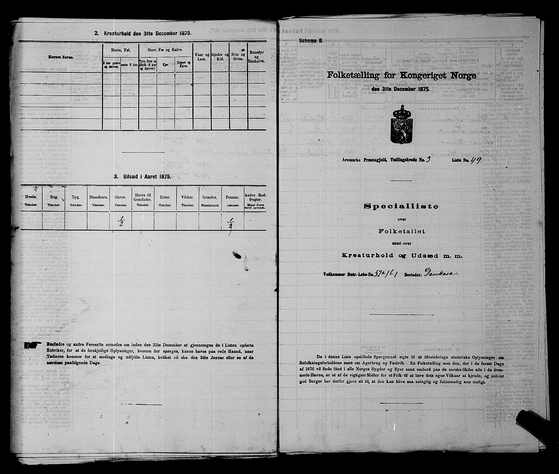 RA, 1875 census for 0118P Aremark, 1875, p. 484