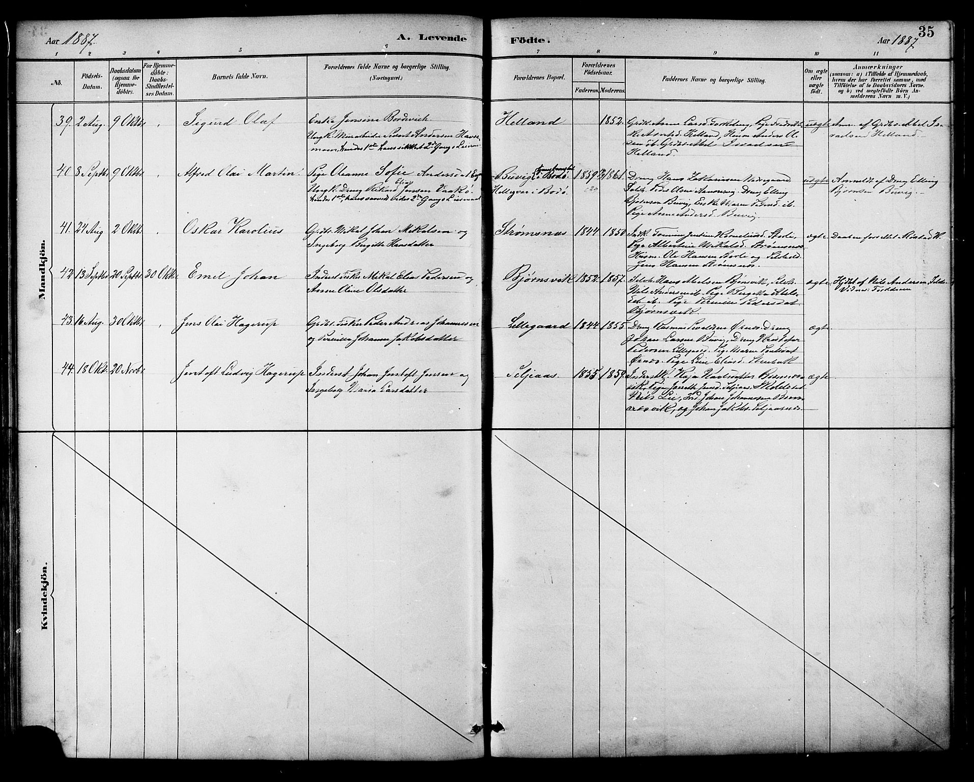 Ministerialprotokoller, klokkerbøker og fødselsregistre - Nordland, SAT/A-1459/854/L0777: Parish register (official) no. 854A01 /1, 1883-1891, p. 35