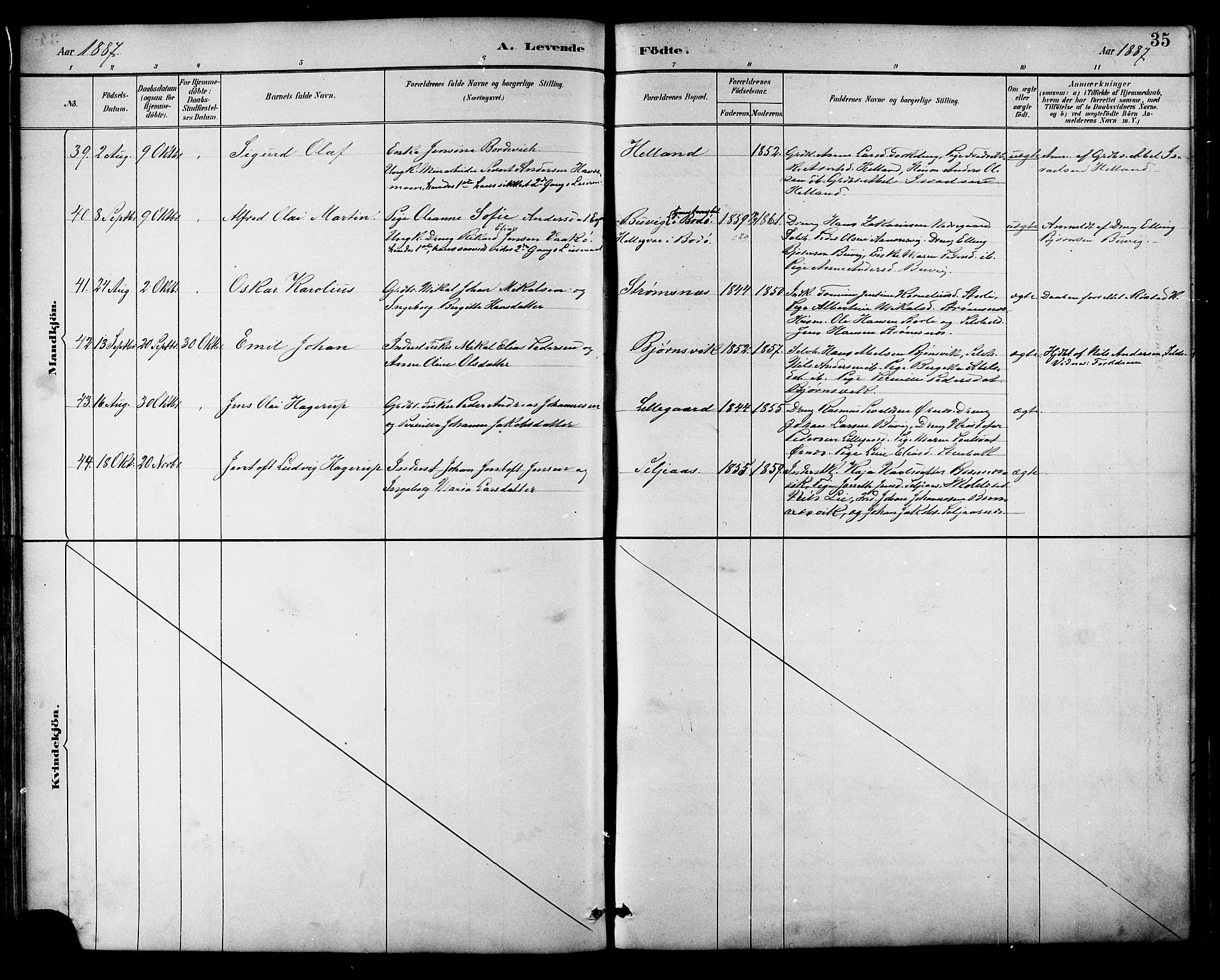 Ministerialprotokoller, klokkerbøker og fødselsregistre - Nordland, AV/SAT-A-1459/854/L0777: Parish register (official) no. 854A01 /1, 1883-1891, p. 35