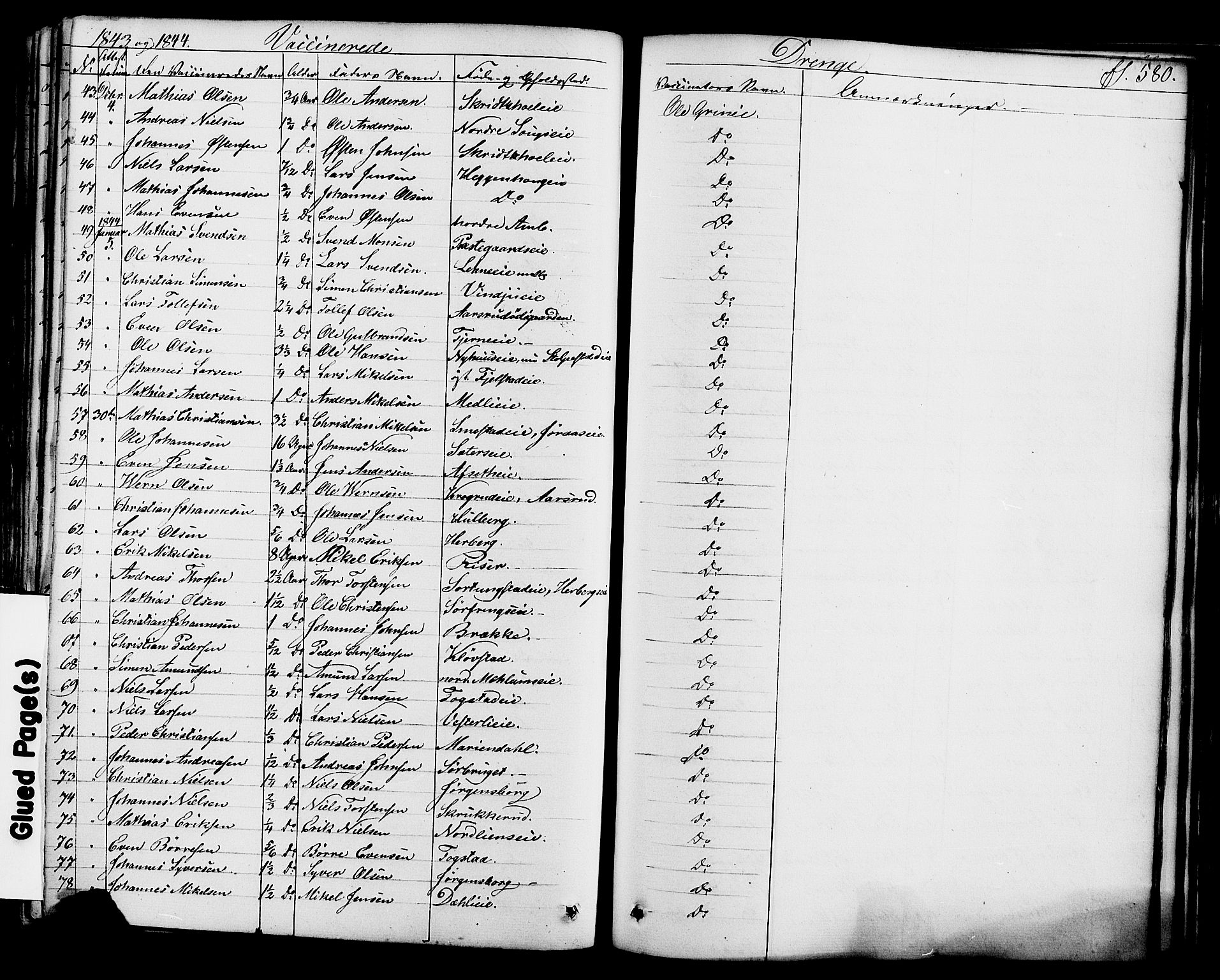 Ringsaker prestekontor, AV/SAH-PREST-014/K/Ka/L0008: Parish register (official) no. 8, 1837-1850, p. 580