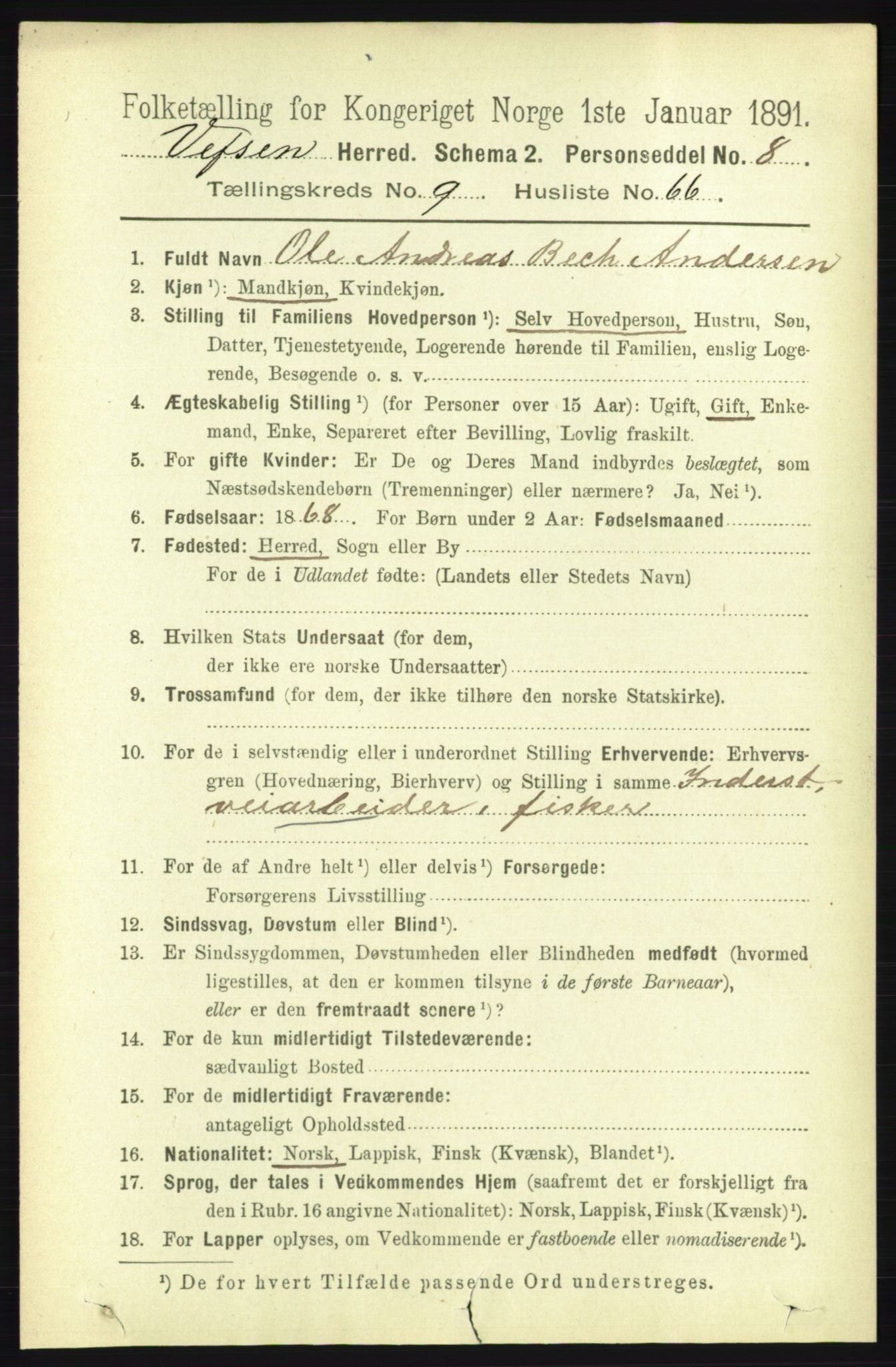 RA, 1891 census for 1824 Vefsn, 1891, p. 5125