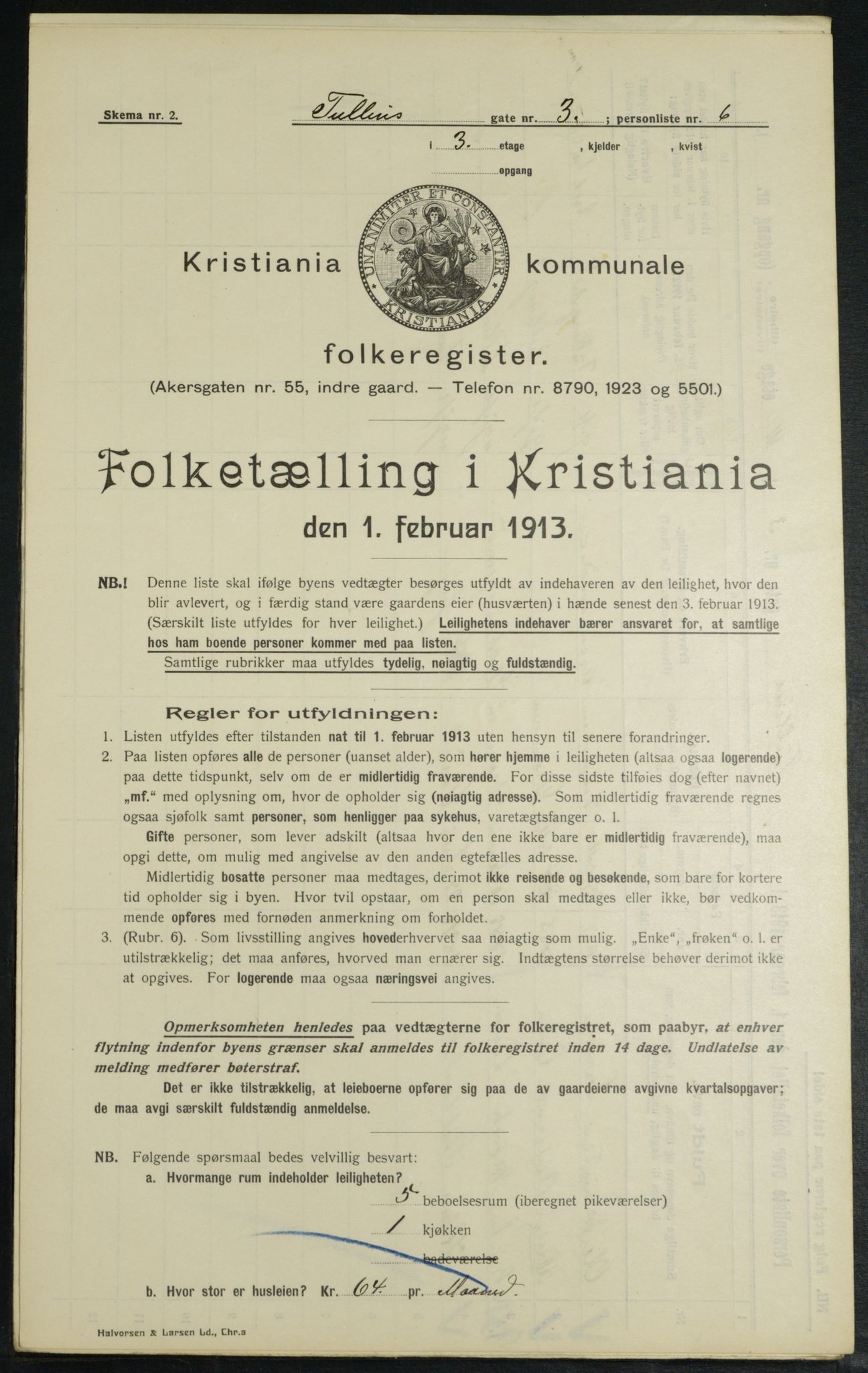 OBA, Municipal Census 1913 for Kristiania, 1913, p. 117349