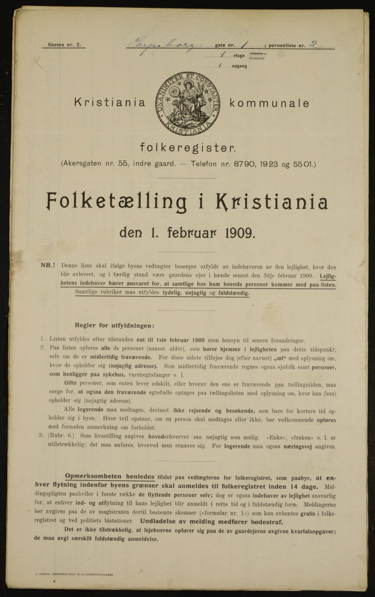 OBA, Municipal Census 1909 for Kristiania, 1909, p. 81005