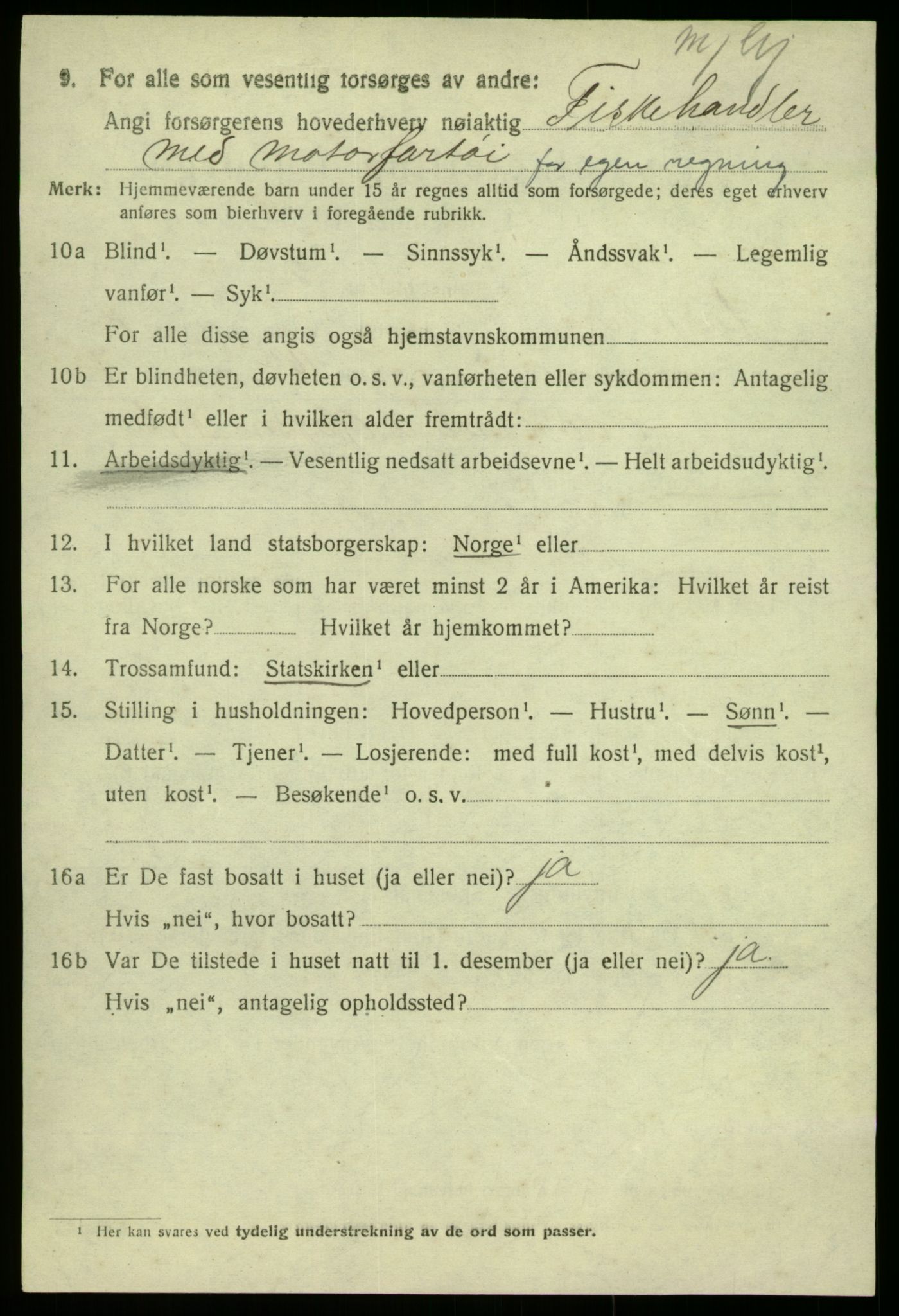 SAB, 1920 census for Austrheim, 1920, p. 5095