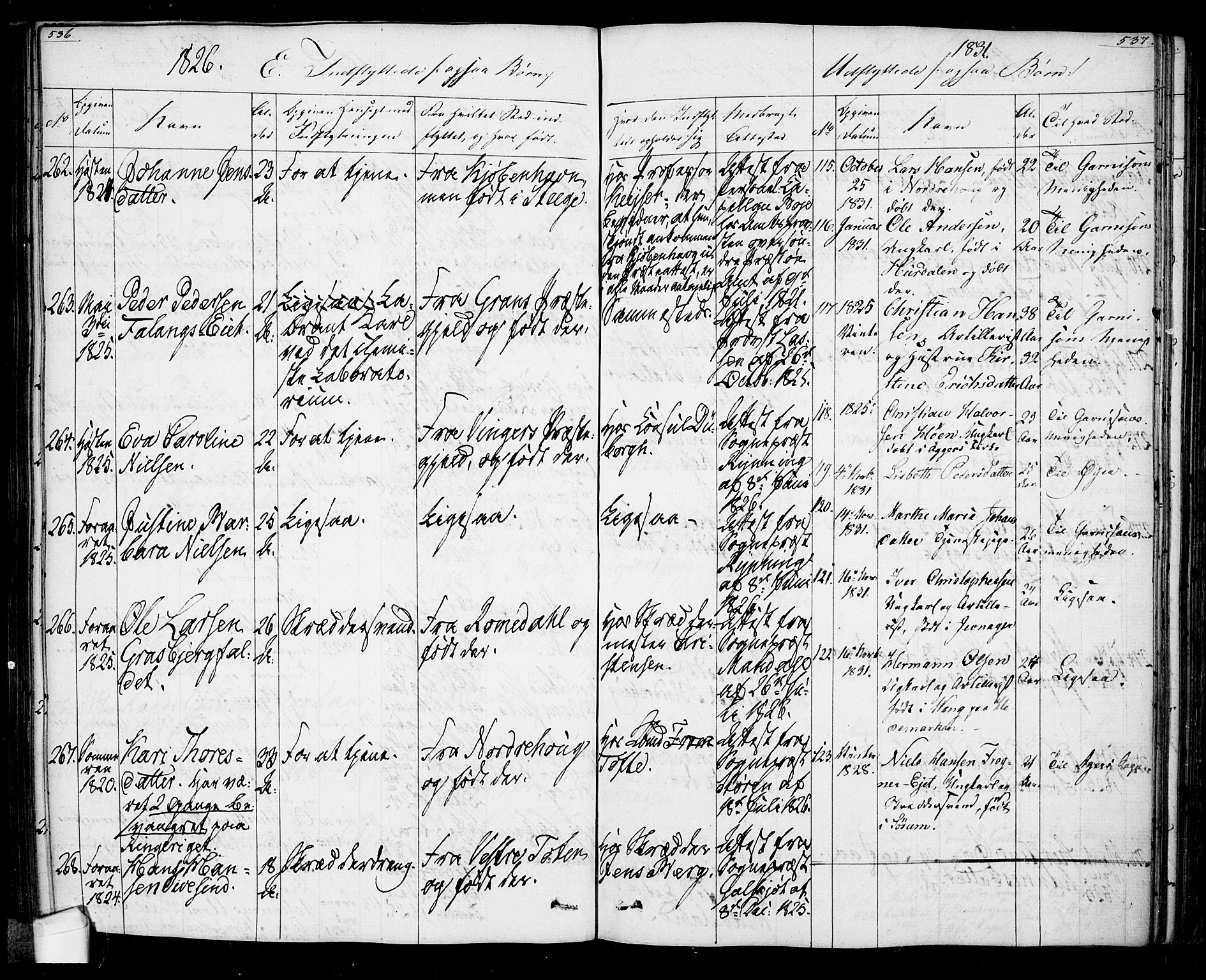 Oslo domkirke Kirkebøker, SAO/A-10752/F/Fa/L0022: Parish register (official) no. 22, 1824-1829, p. 536-537
