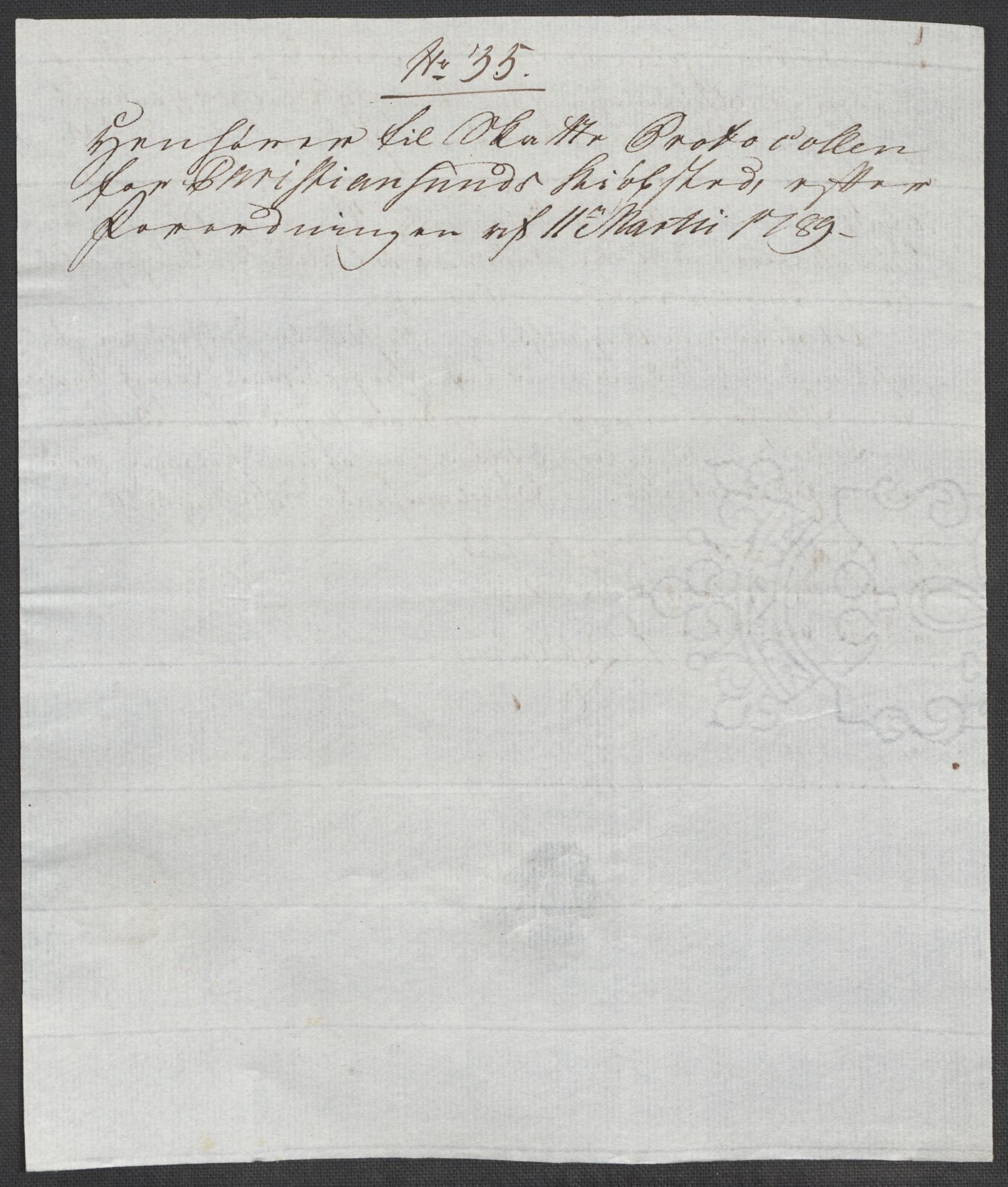 Rentekammeret inntil 1814, Reviderte regnskaper, Mindre regnskaper, AV/RA-EA-4068/Rf/Rfe/L0008: Kristiansand. Kristiansund. Fredrikshald (Halden), 1789, p. 259