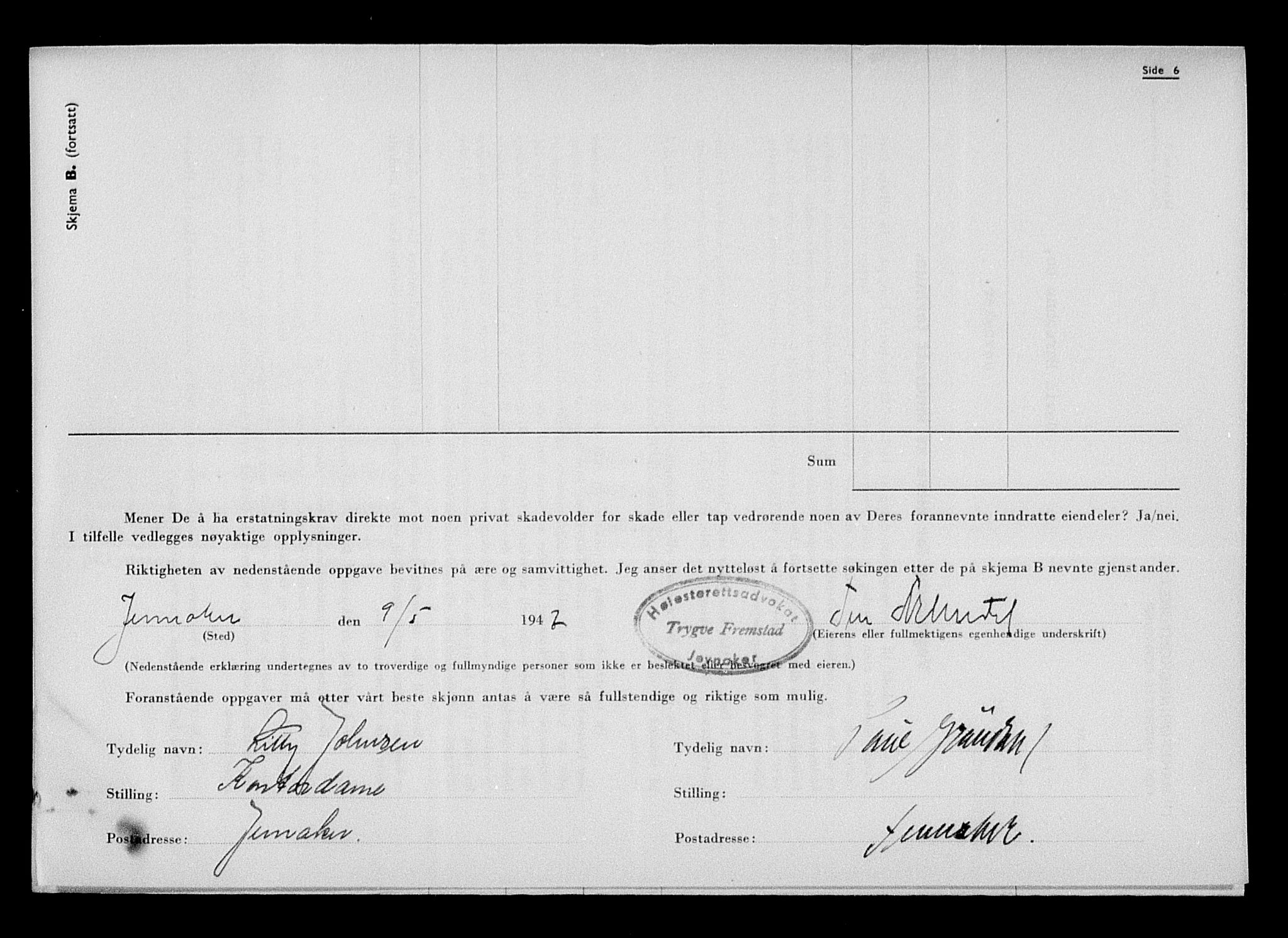 Justisdepartementet, Tilbakeføringskontoret for inndratte formuer, RA/S-1564/H/Hc/Hcd/L0991: --, 1945-1947, p. 587