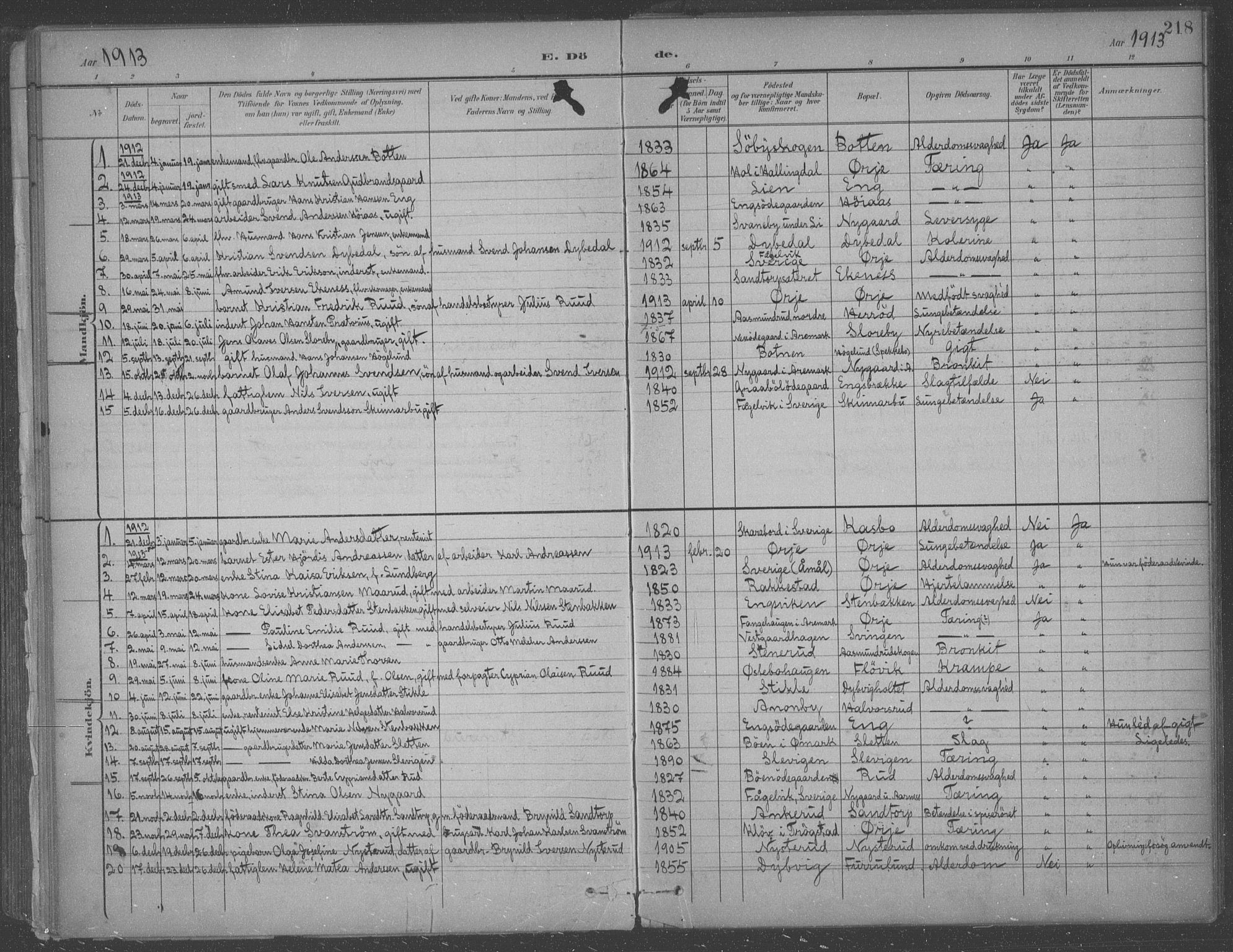 Aremark prestekontor Kirkebøker, SAO/A-10899/F/Fb/L0005: Parish register (official) no. II 5, 1895-1919, p. 218