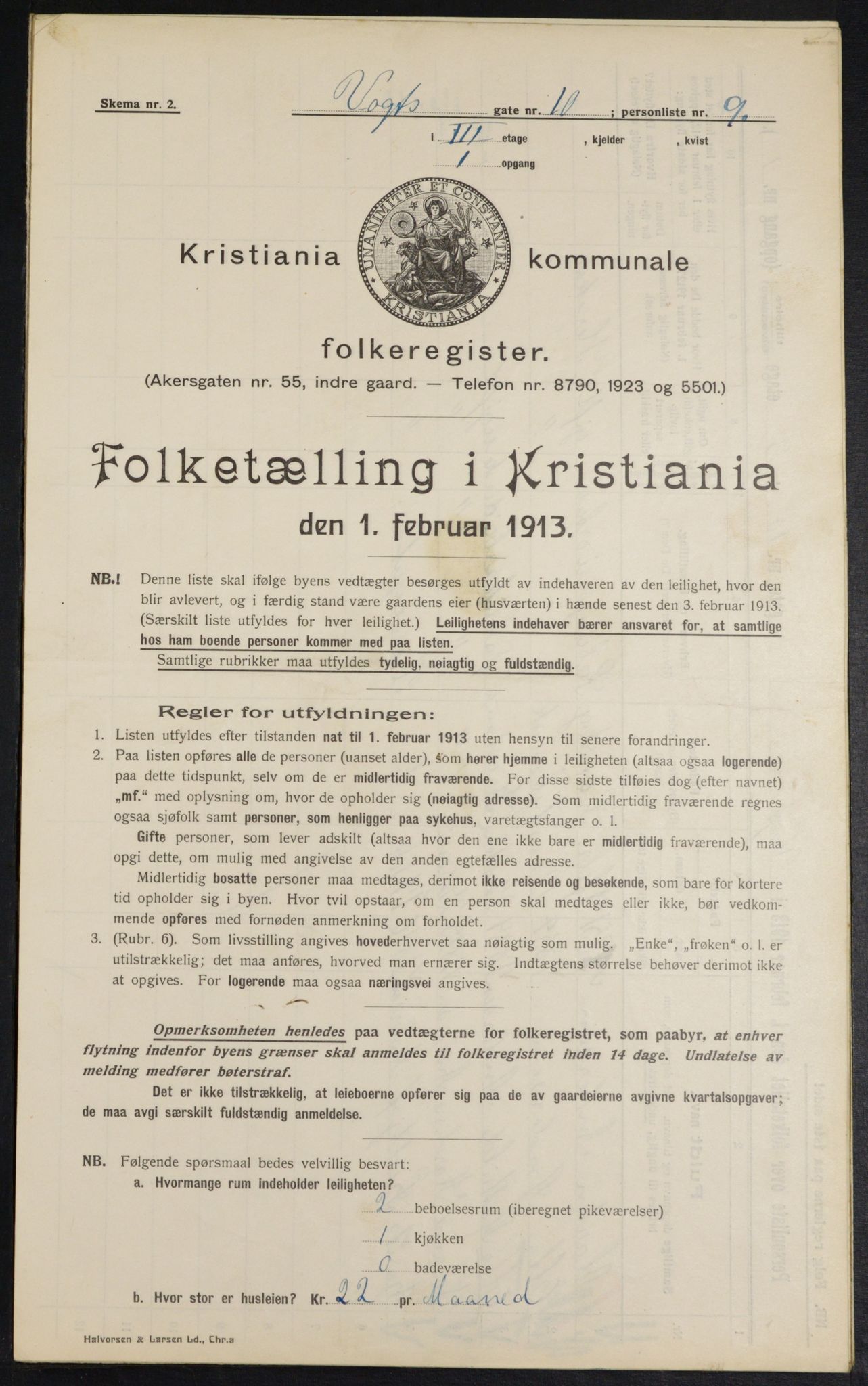 OBA, Municipal Census 1913 for Kristiania, 1913, p. 124188