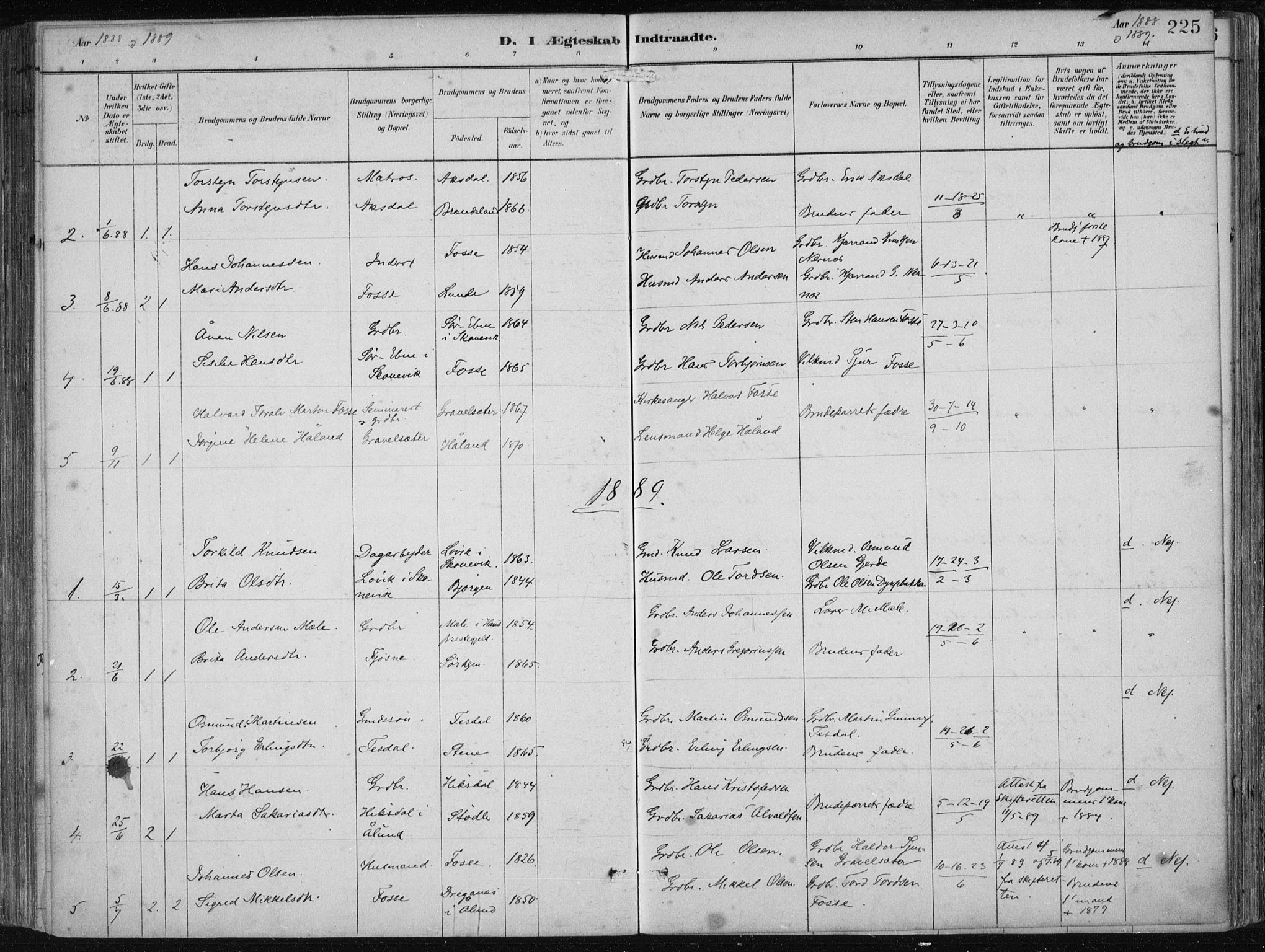 Etne sokneprestembete, AV/SAB-A-75001/H/Haa: Parish register (official) no. B  1, 1879-1919, p. 225