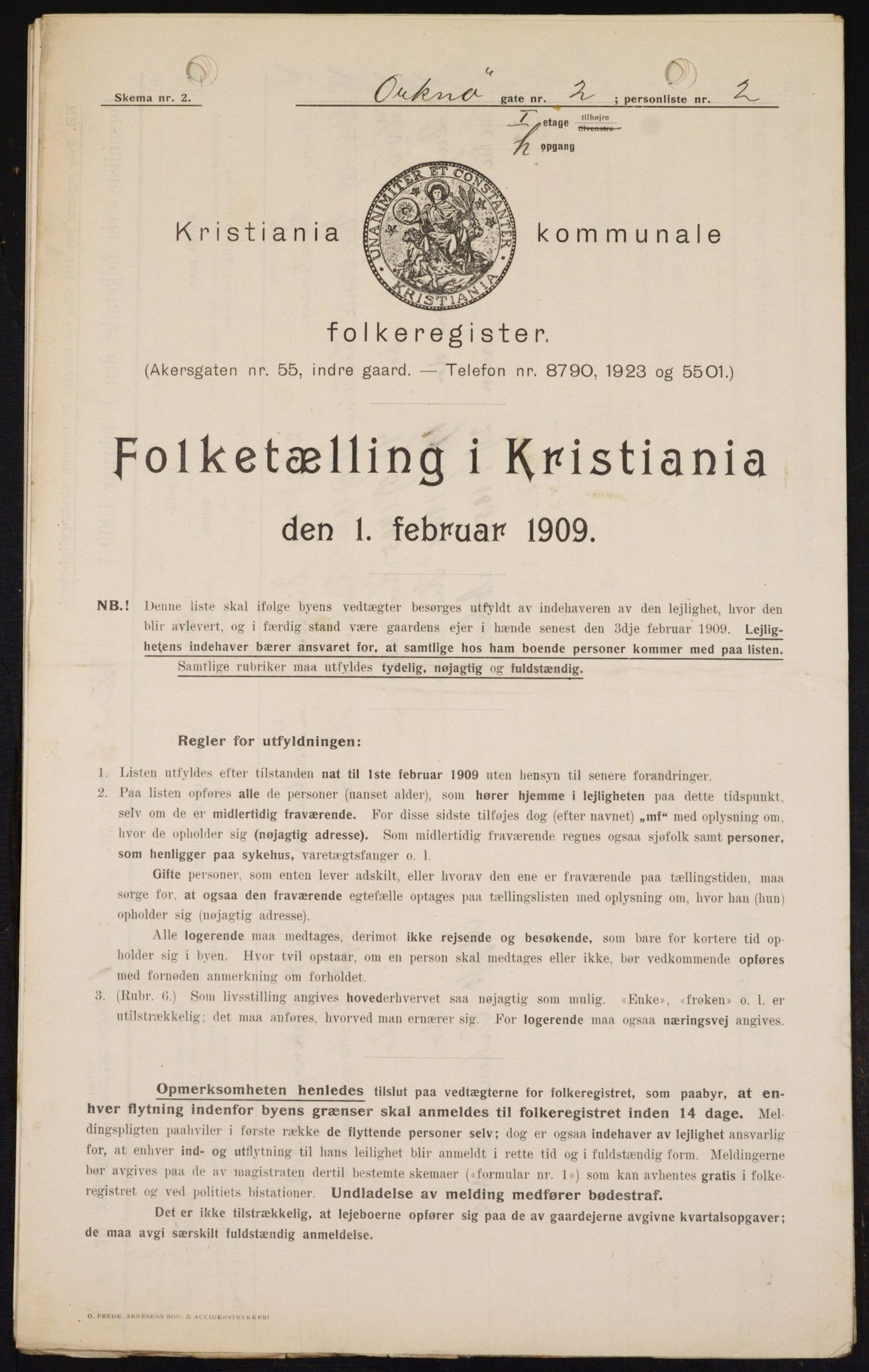 OBA, Municipal Census 1909 for Kristiania, 1909, p. 68708