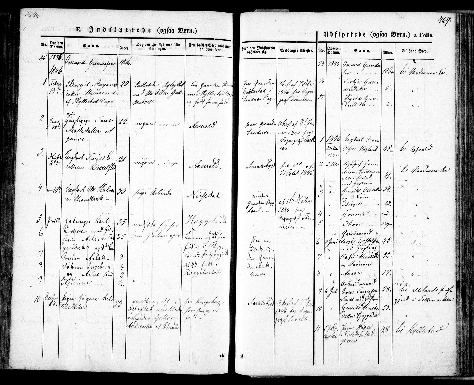 Bygland sokneprestkontor, SAK/1111-0006/F/Fa/Fab/L0004: Parish register (official) no. A 4, 1842-1858, p. 467