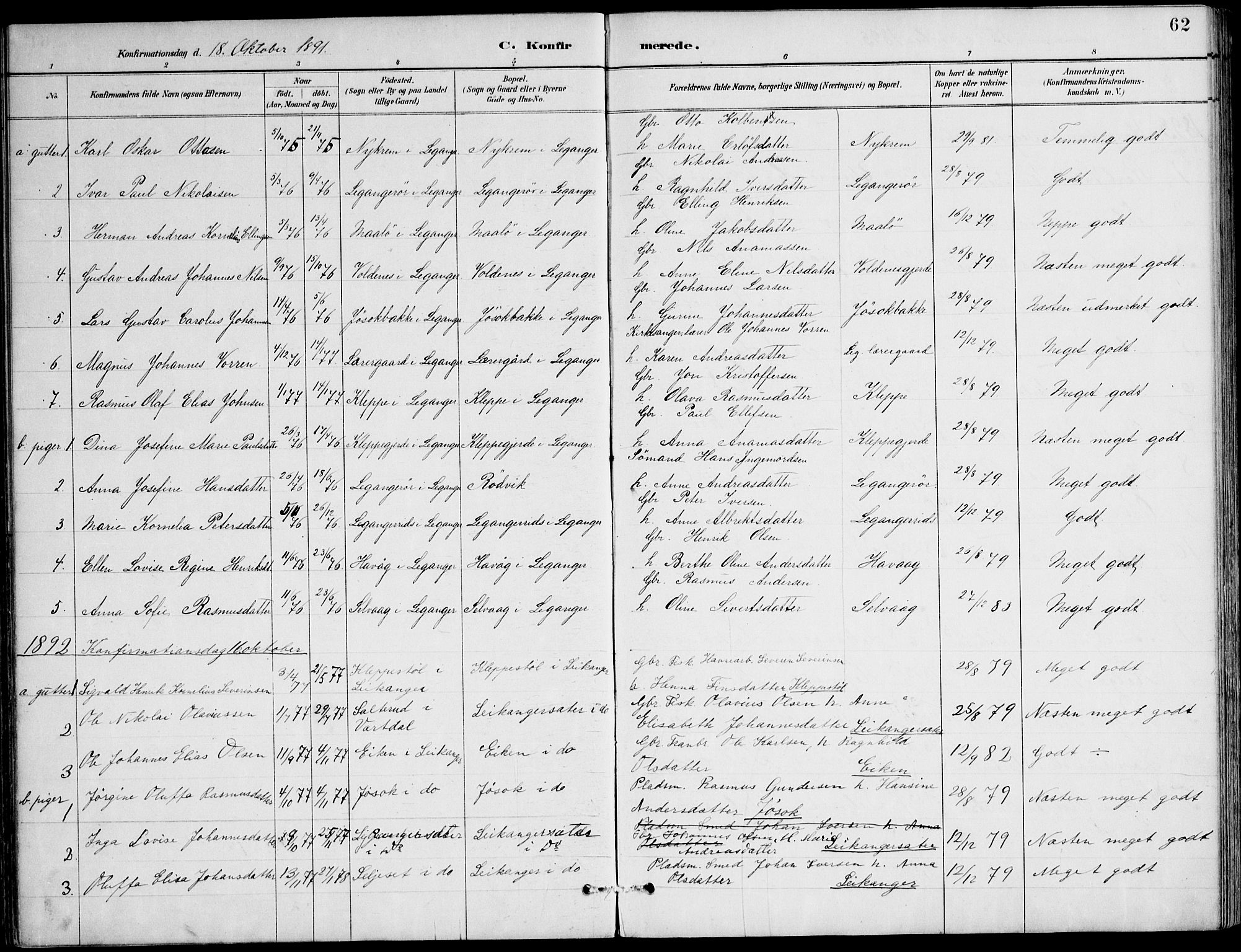 Ministerialprotokoller, klokkerbøker og fødselsregistre - Møre og Romsdal, AV/SAT-A-1454/508/L0095: Parish register (official) no. 508A02, 1887-1920, p. 62