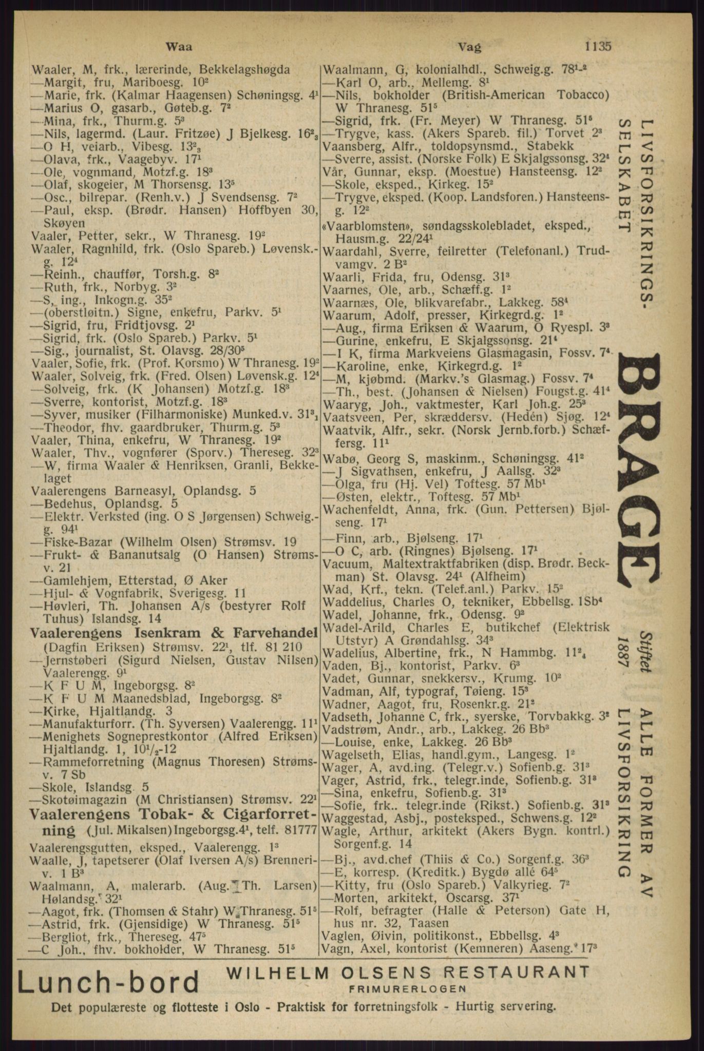 Kristiania/Oslo adressebok, PUBL/-, 1927, p. 1135