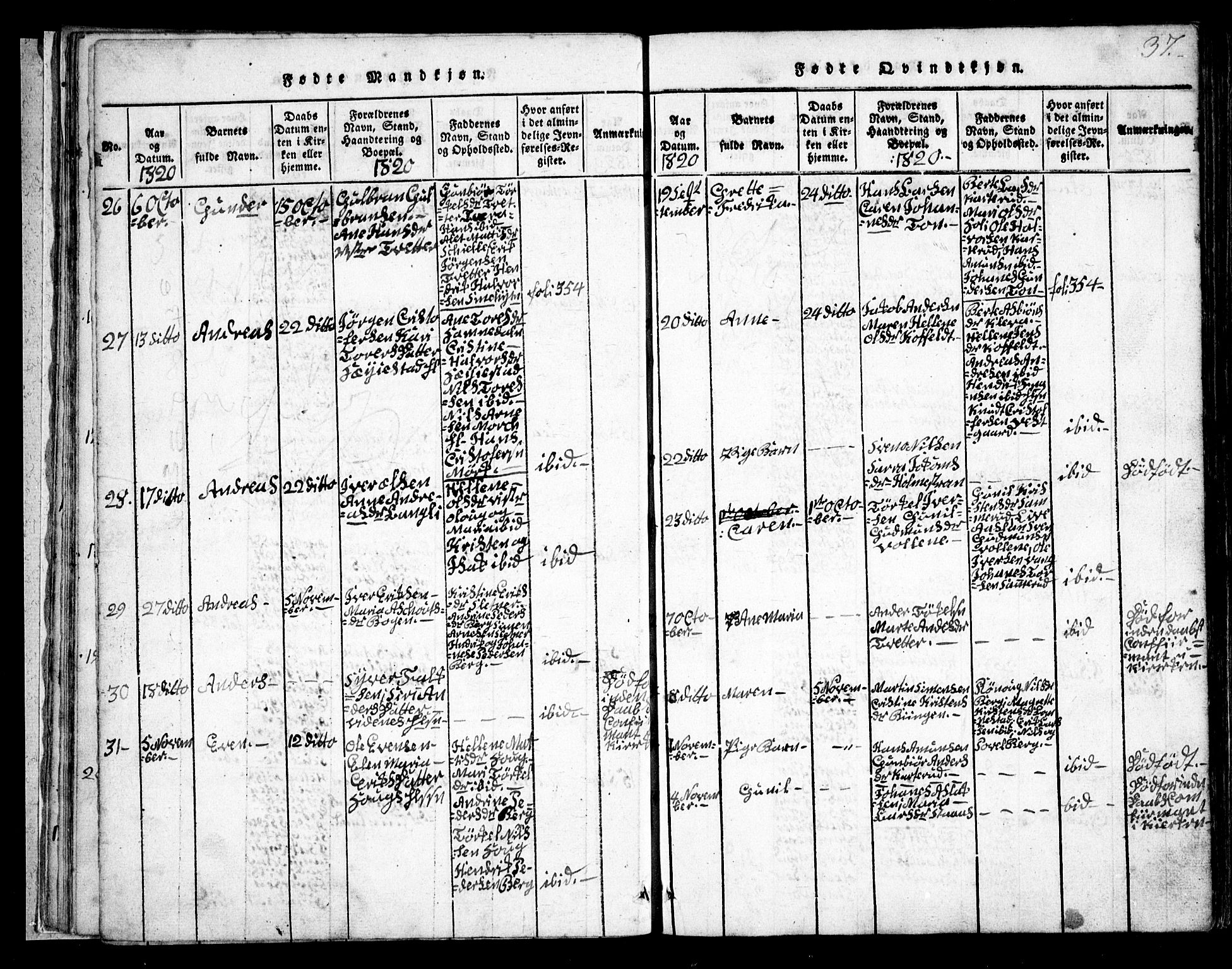 Skiptvet prestekontor Kirkebøker, AV/SAO-A-20009/G/Ga/L0001: Parish register (copy) no. 1, 1815-1838, p. 37