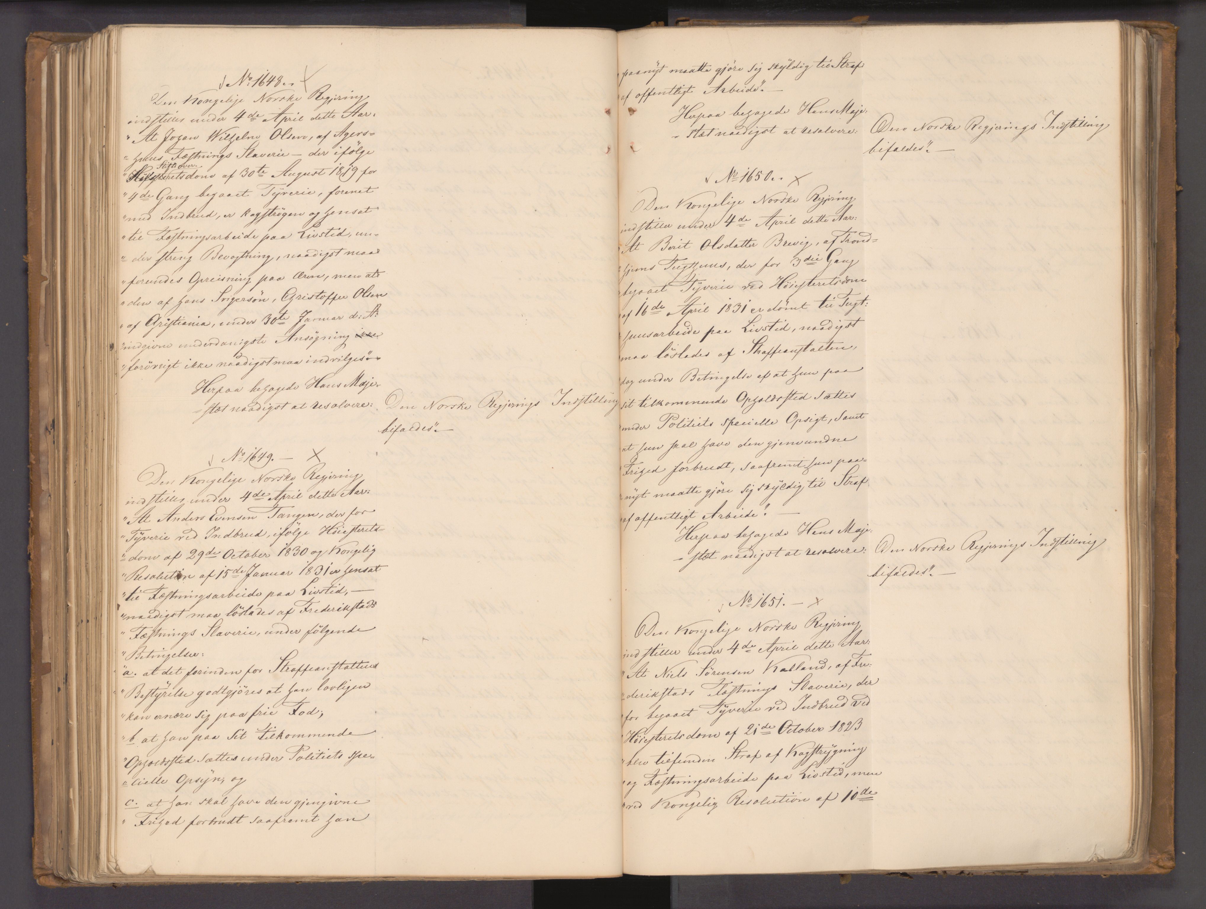Statsrådssekretariatet, AV/RA-S-1001/A/Ab/L0044: Kgl. res. nr. 1193-1948, 1. halvår, 1837