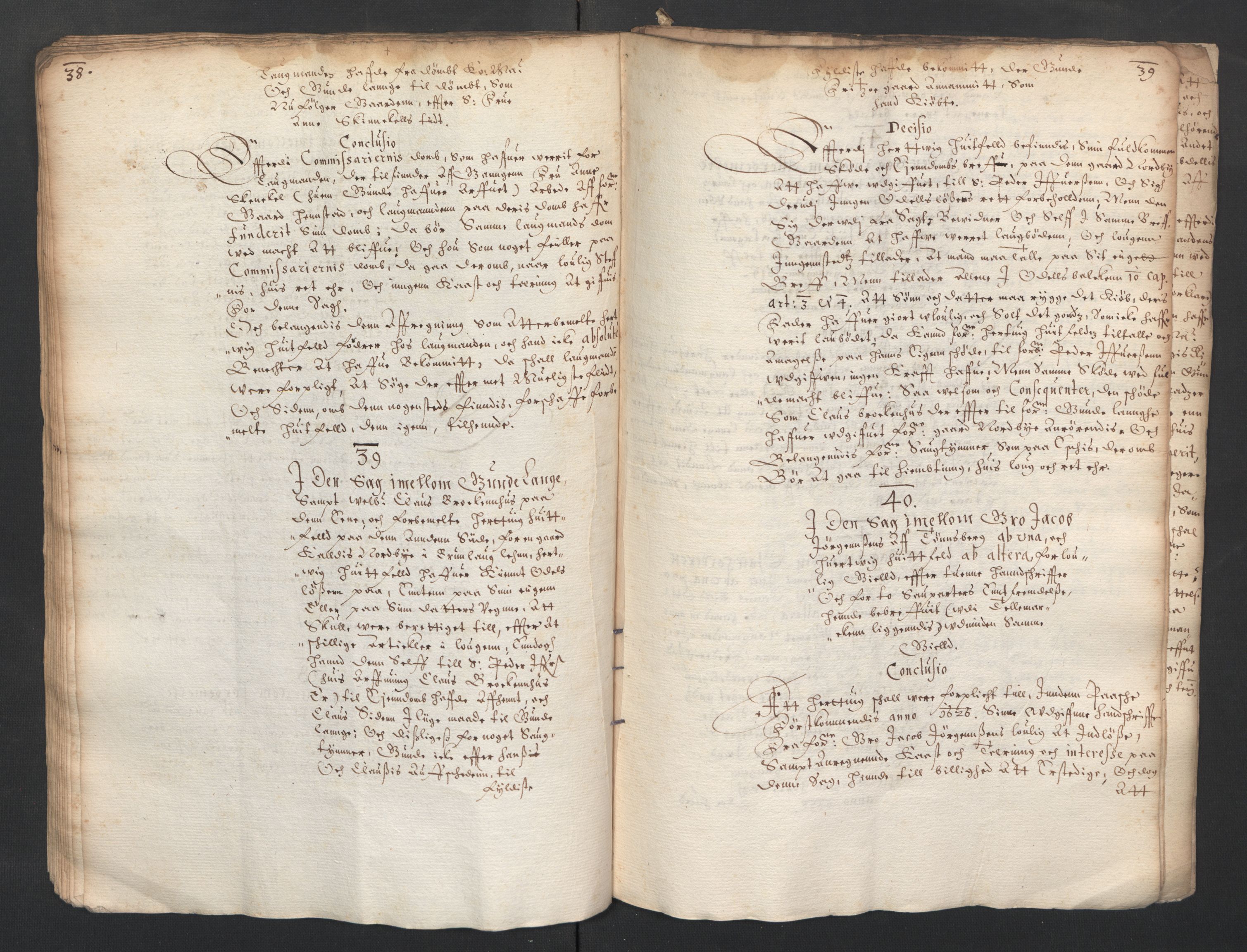 Herredagen 1539-1664  (Kongens Retterting), RA/EA-2882/A/L0015: Avsiktsbok, 1625, p. 38-39