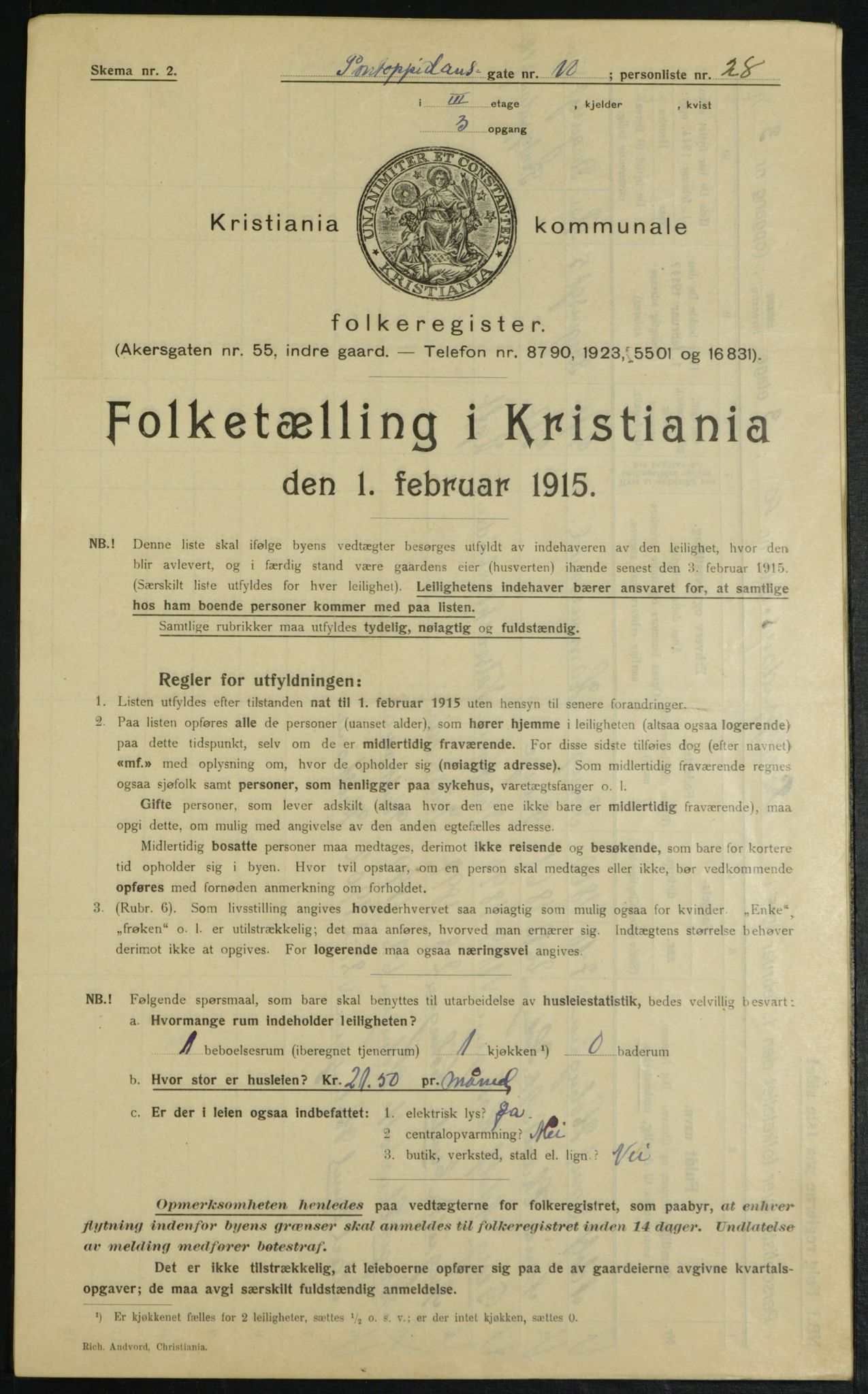 OBA, Municipal Census 1915 for Kristiania, 1915, p. 80343