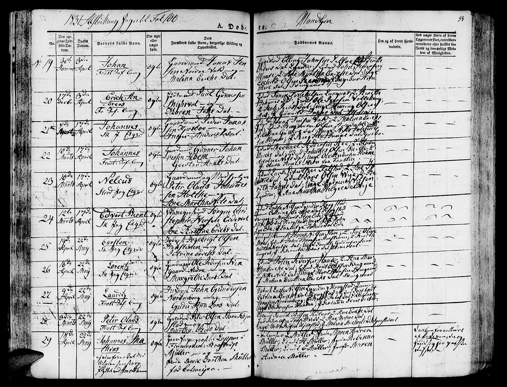 Ministerialprotokoller, klokkerbøker og fødselsregistre - Nord-Trøndelag, AV/SAT-A-1458/717/L0152: Parish register (official) no. 717A05 /1, 1825-1836, p. 58