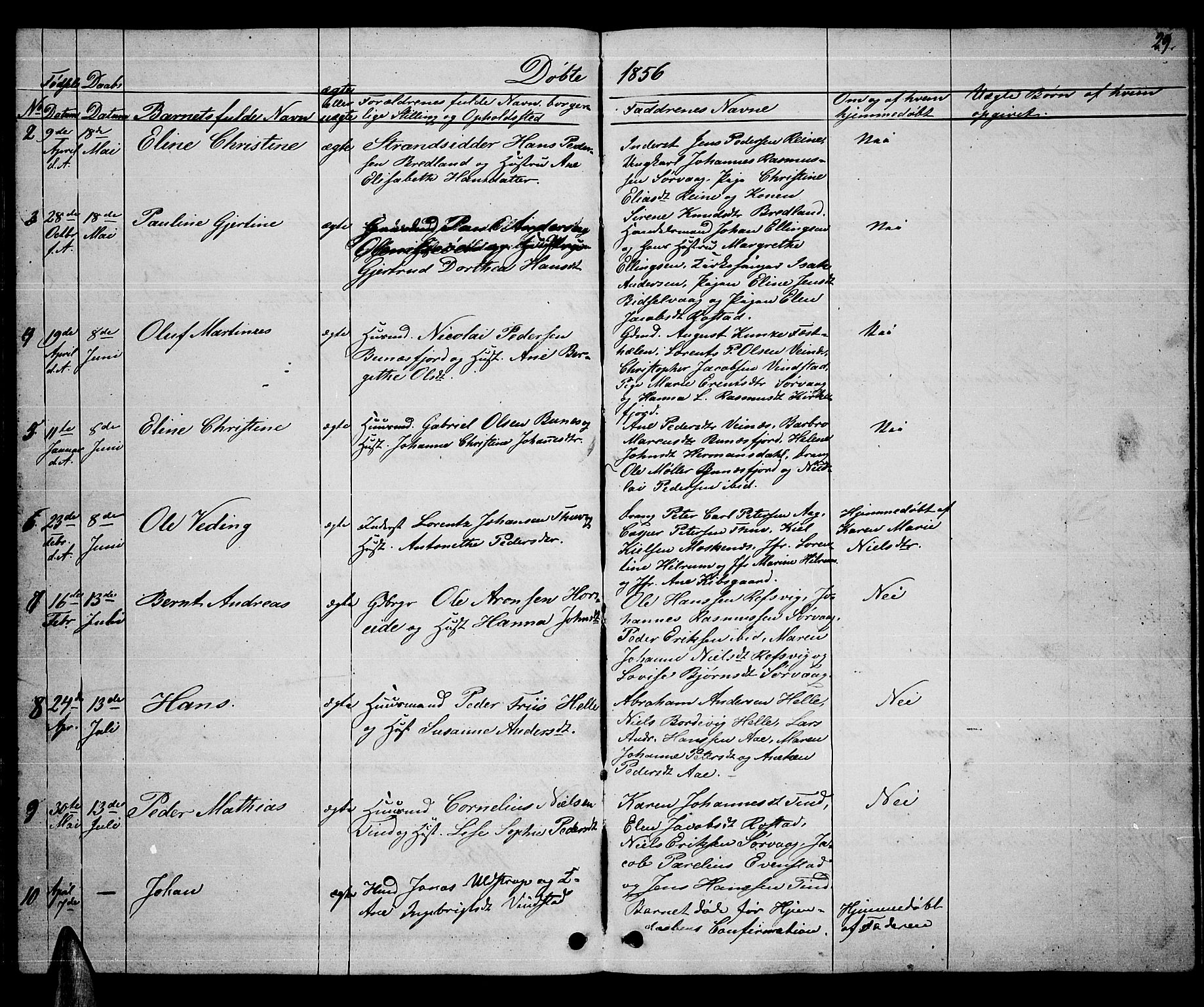 Ministerialprotokoller, klokkerbøker og fødselsregistre - Nordland, AV/SAT-A-1459/886/L1224: Parish register (copy) no. 886C01, 1843-1873, p. 29