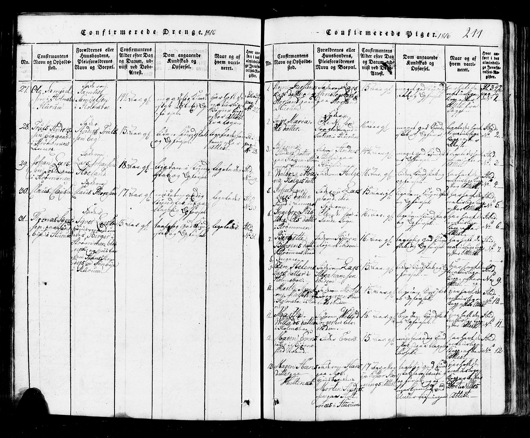 Hurum kirkebøker, AV/SAKO-A-229/G/Ga/L0001: Parish register (copy) no. I 1, 1816-1826, p. 244