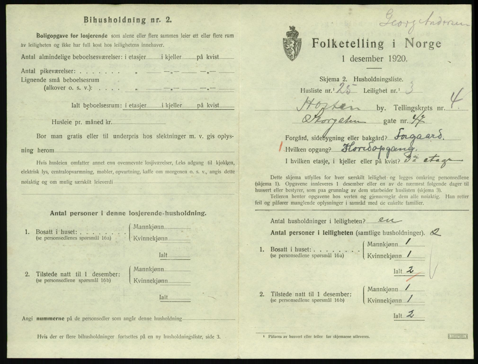 SAKO, 1920 census for Horten, 1920, p. 4923