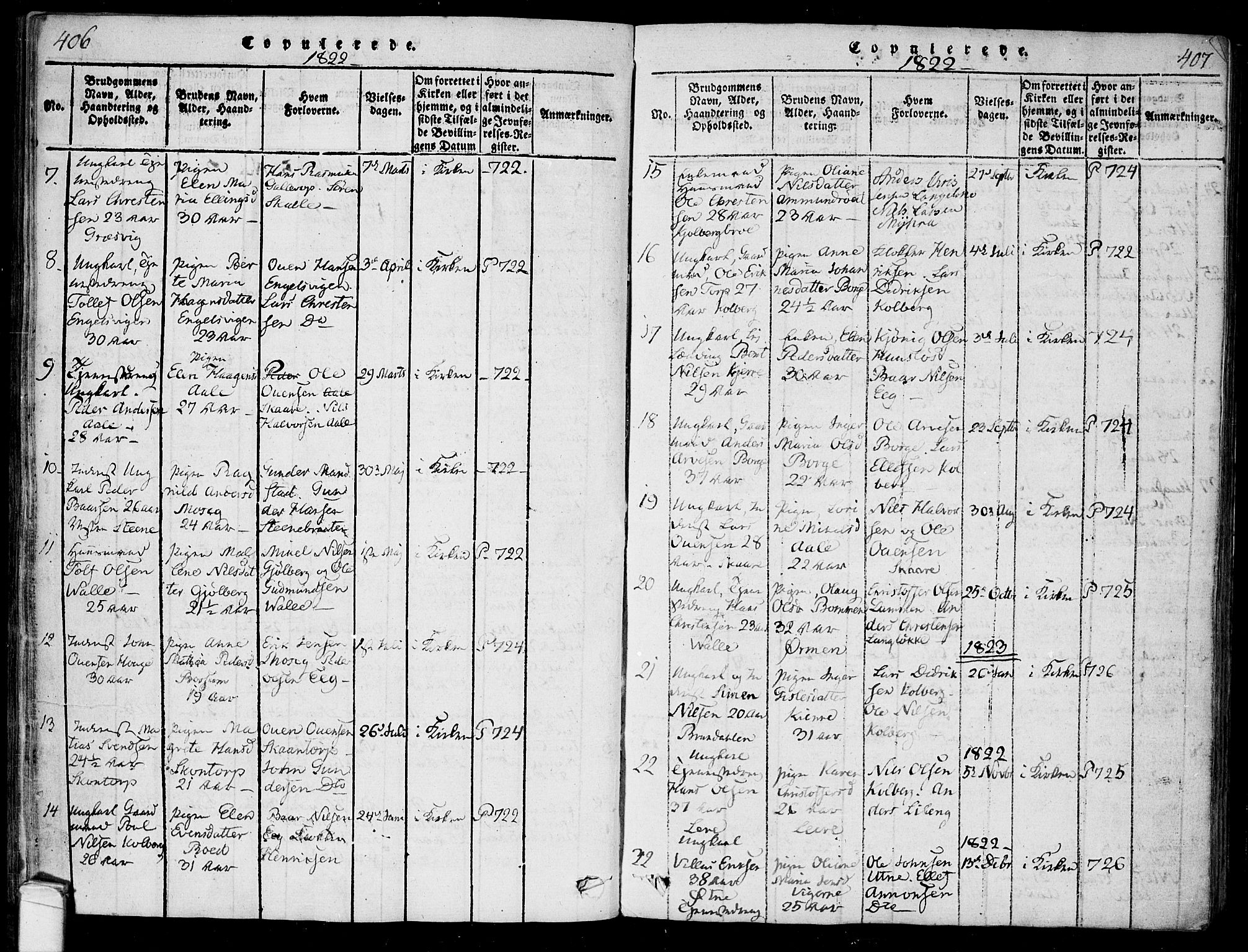 Onsøy prestekontor Kirkebøker, SAO/A-10914/F/Fa/L0002: Parish register (official) no. I 2, 1814-1840, p. 406-407