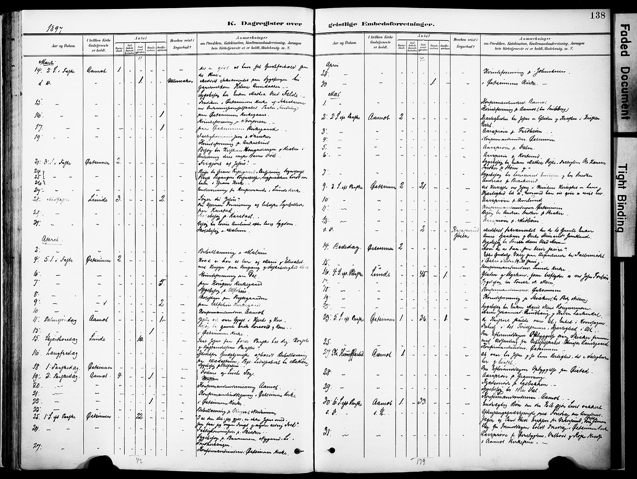 Nordre Land prestekontor, SAH/PREST-124/H/Ha/Haa/L0006: Parish register (official) no. 6, 1897-1914, p. 138