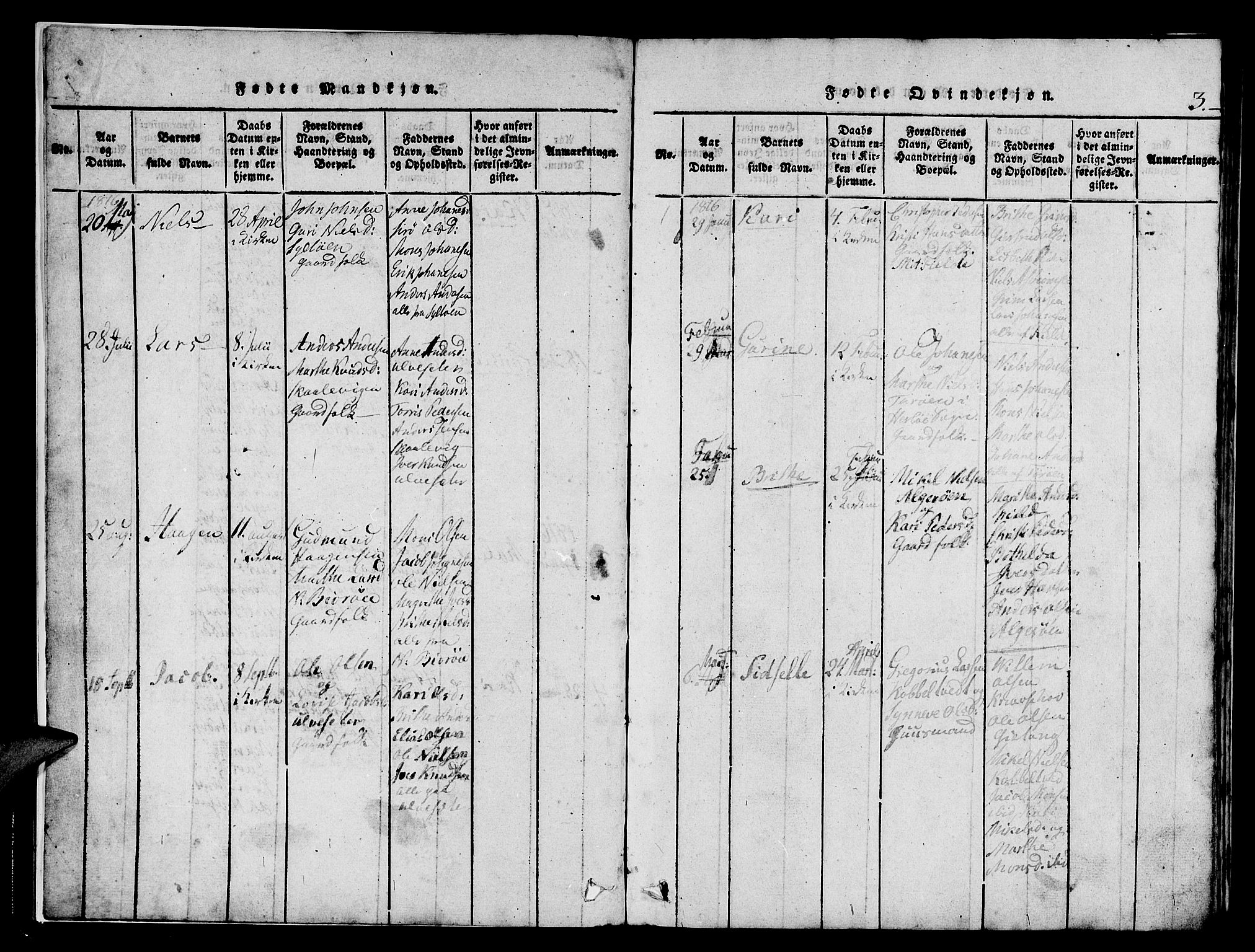 Askøy Sokneprestembete, SAB/A-74101/H/Ha/Haa/Haaa/L0003: Parish register (official) no. A 3, 1815-1825, p. 3