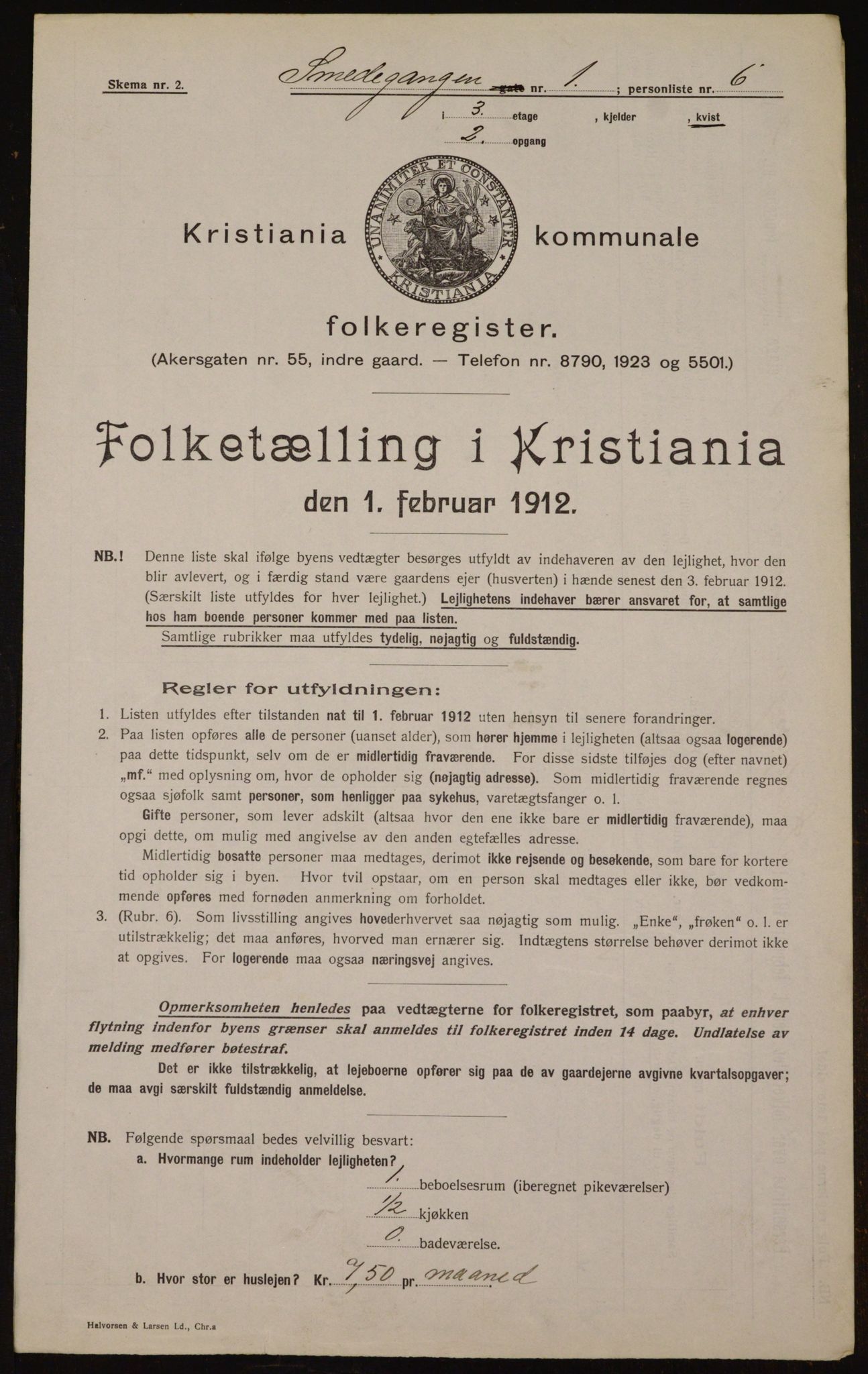 OBA, Municipal Census 1912 for Kristiania, 1912, p. 97395