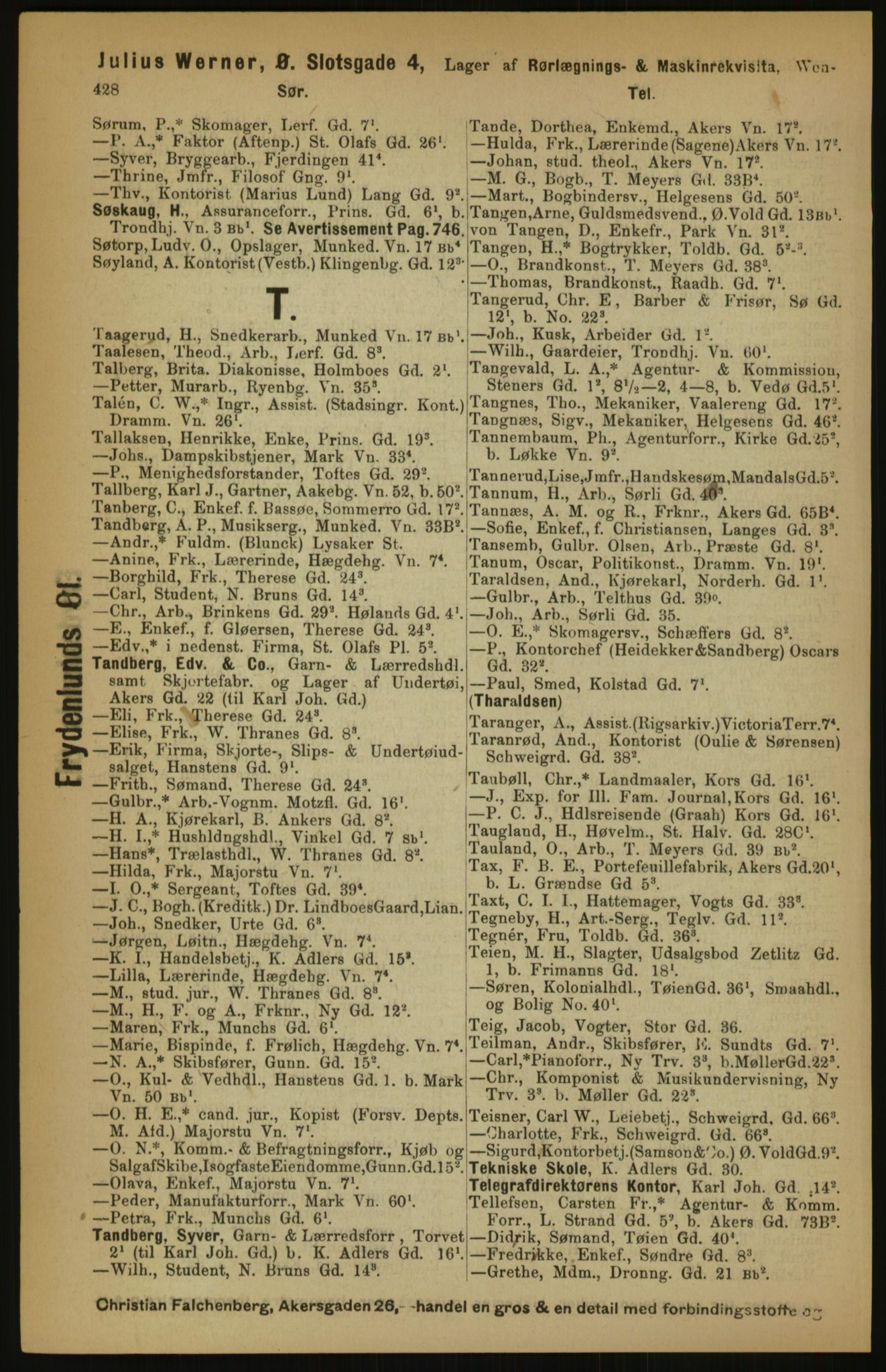 Kristiania/Oslo adressebok, PUBL/-, 1891, p. 428
