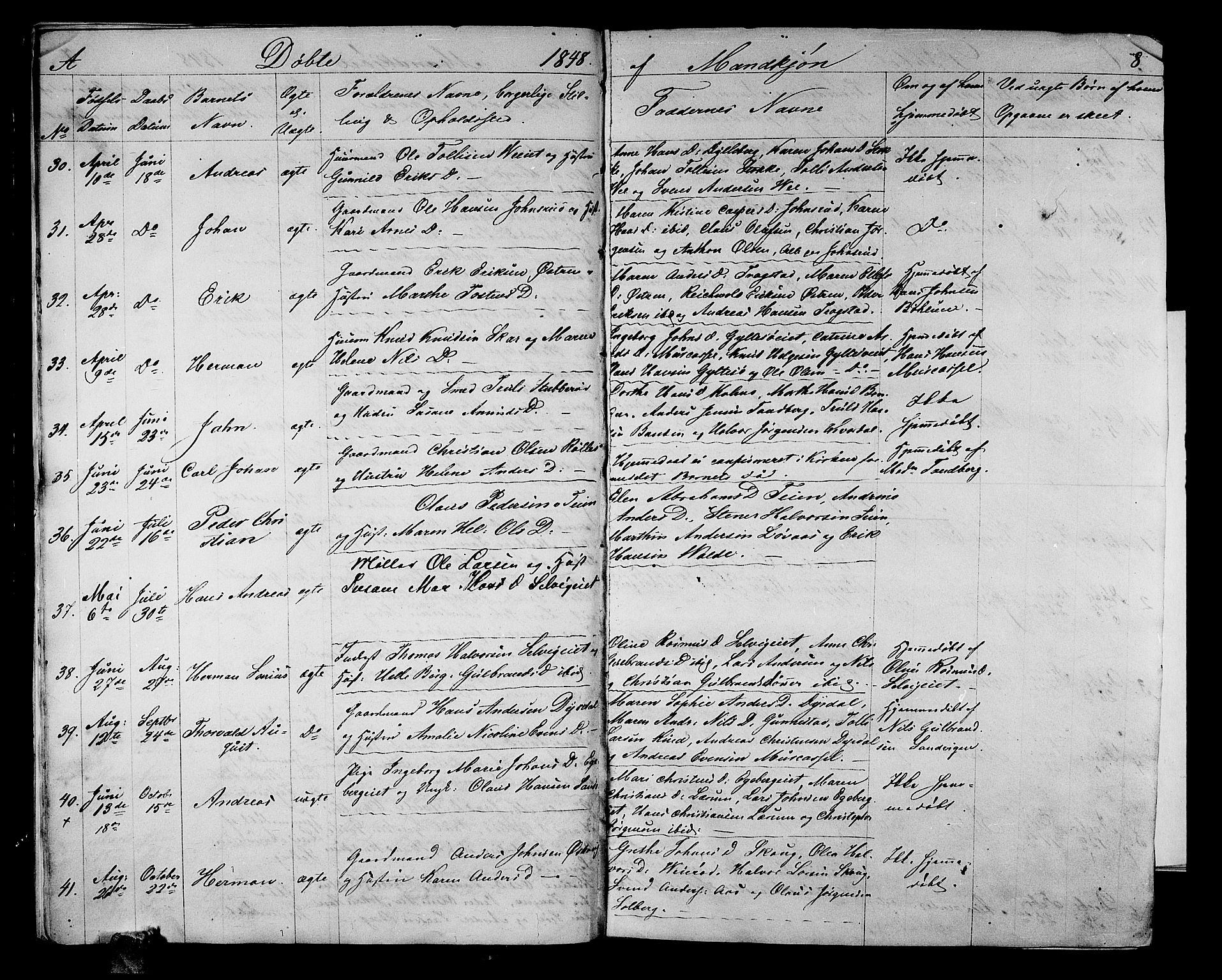 Sande Kirkebøker, AV/SAKO-A-53/G/Ga/L0002: Parish register (copy) no. 2, 1847-1863, p. 8