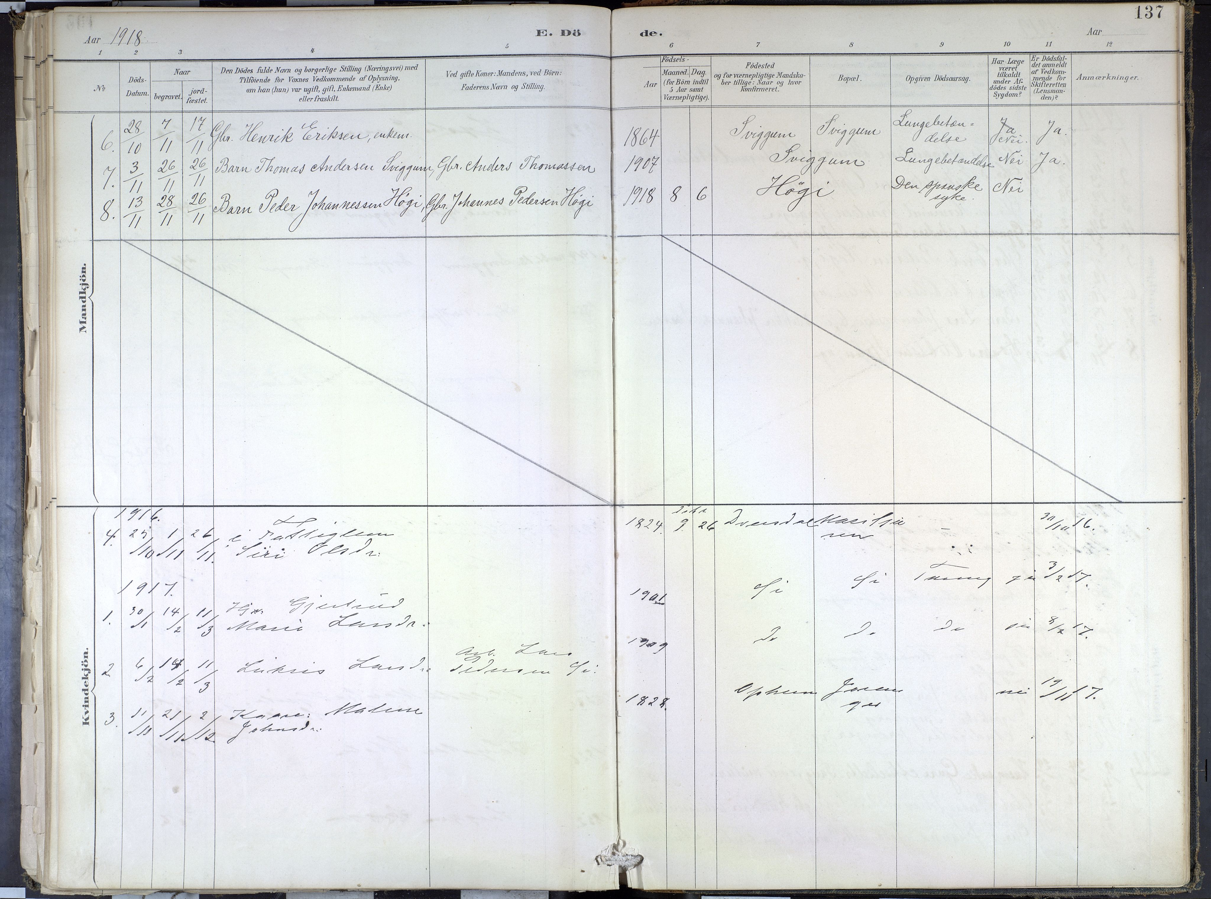 Hafslo sokneprestembete, AV/SAB-A-80301/H/Haa/Haae/L0001: Parish register (official) no. E 1, 1886-1934, p. 137