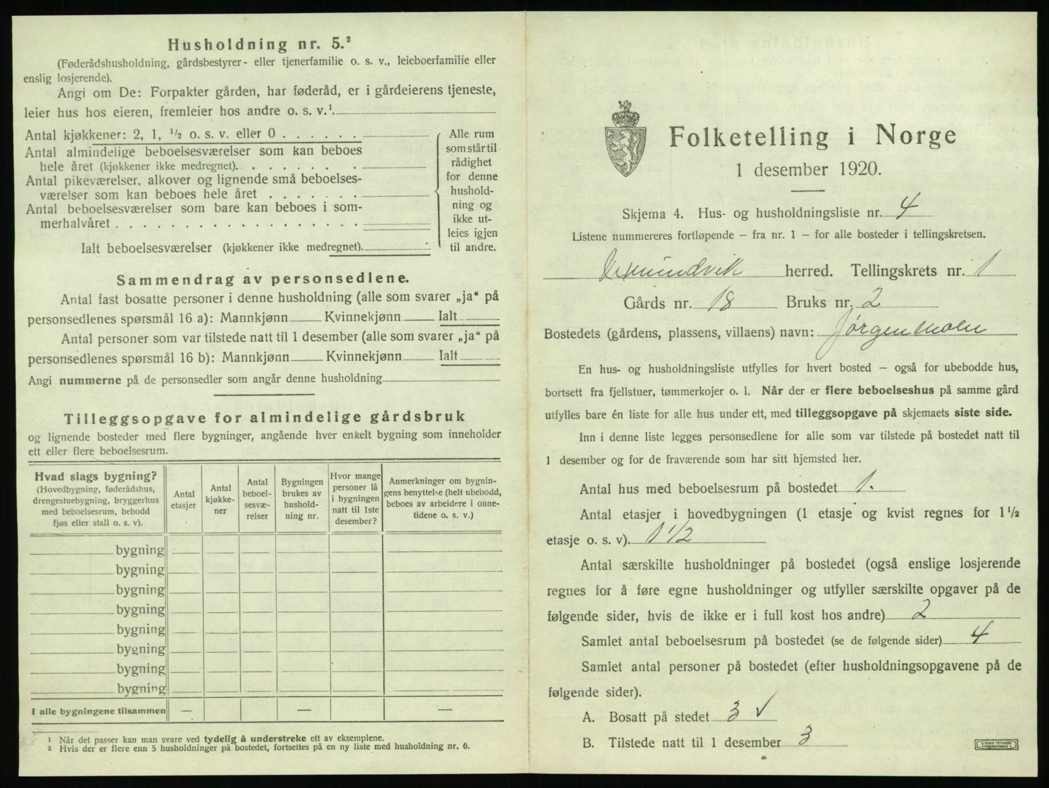 SAT, 1920 census for Vemundvik, 1920, p. 29