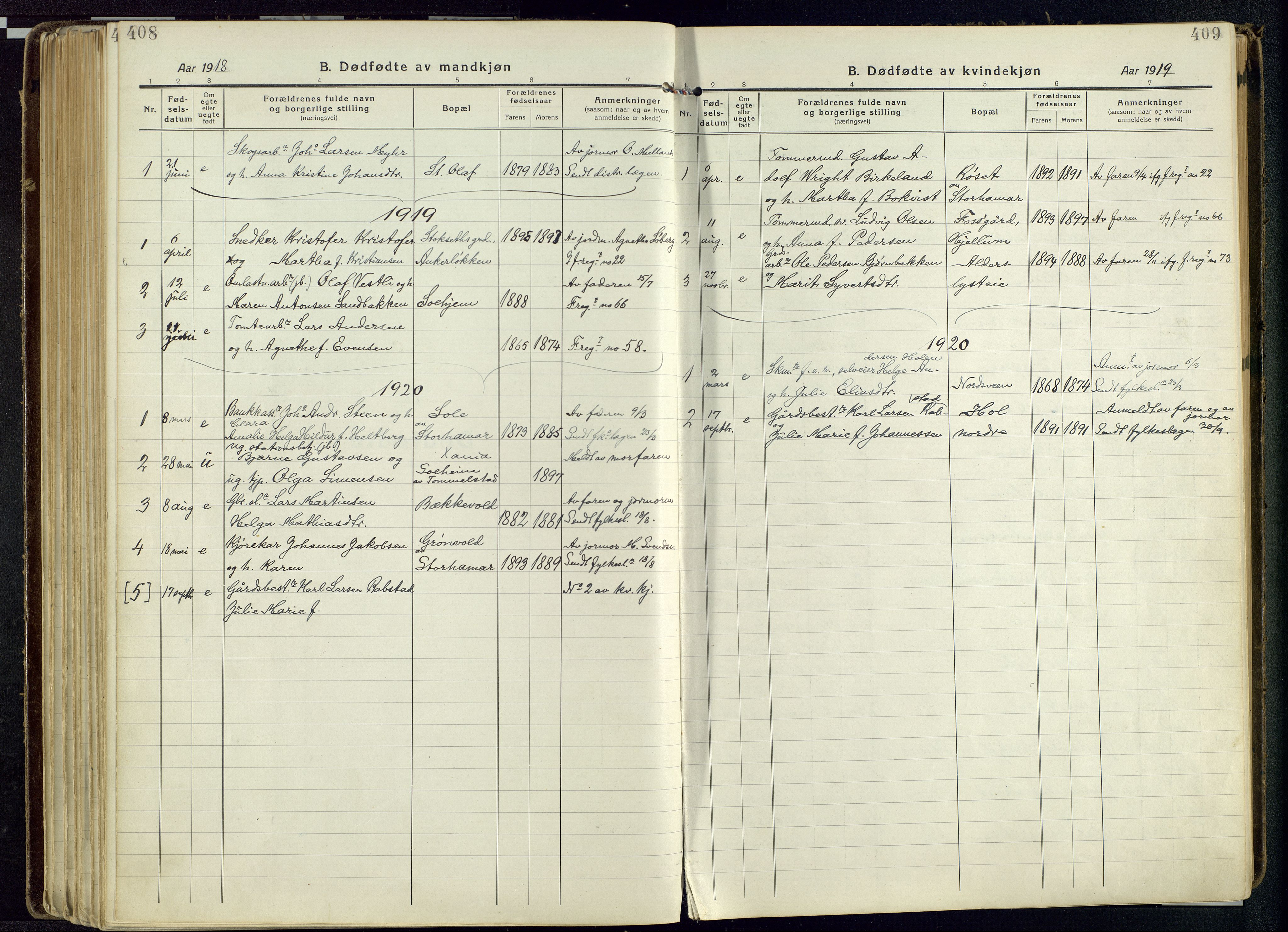 Vang prestekontor, Hedmark, SAH/PREST-008/H/Ha/Haa/L0022: Parish register (official) no. 22, 1918-1944, p. 408-409