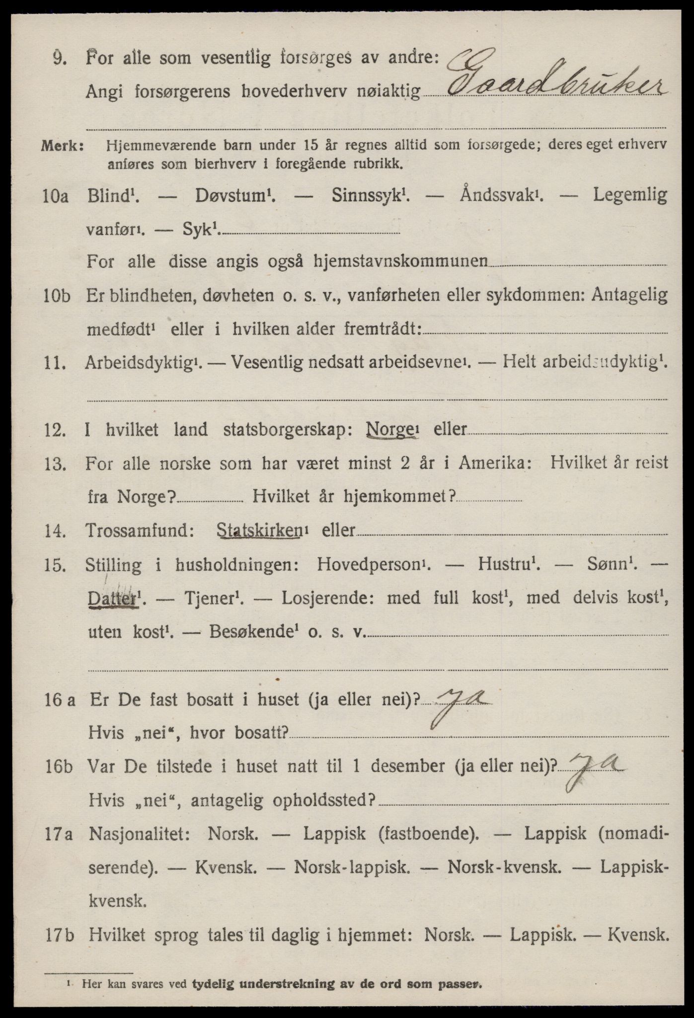 SAT, 1920 census for Ørland, 1920, p. 6600