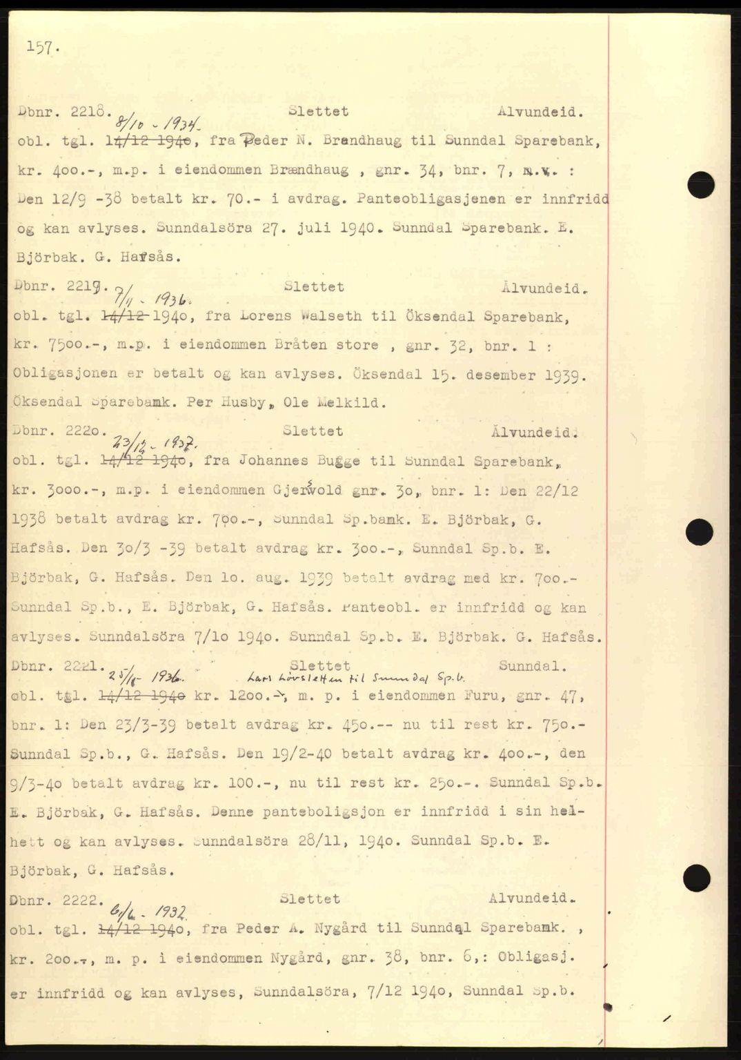 Nordmøre sorenskriveri, AV/SAT-A-4132/1/2/2Ca: Mortgage book no. C81, 1940-1945, Diary no: : 2218/1940