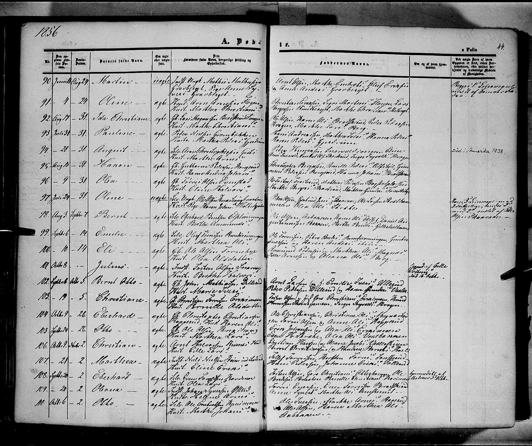 Våler prestekontor, Hedmark, AV/SAH-PREST-040/H/Ha/Haa/L0001: Parish register (official) no. 1, 1849-1878, p. 44