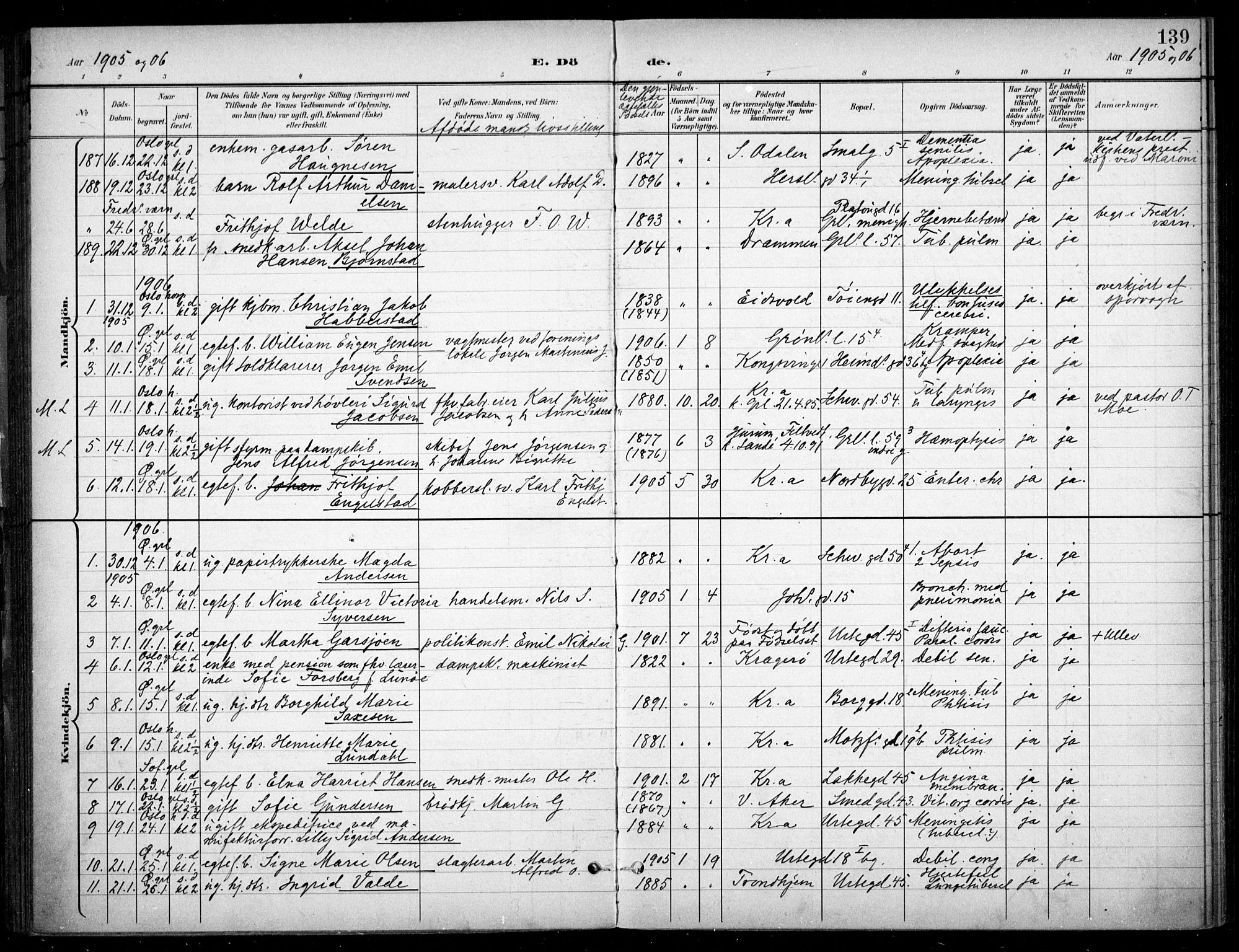 Grønland prestekontor Kirkebøker, SAO/A-10848/F/Fa/L0016: Parish register (official) no. 16, 1898-1918, p. 139
