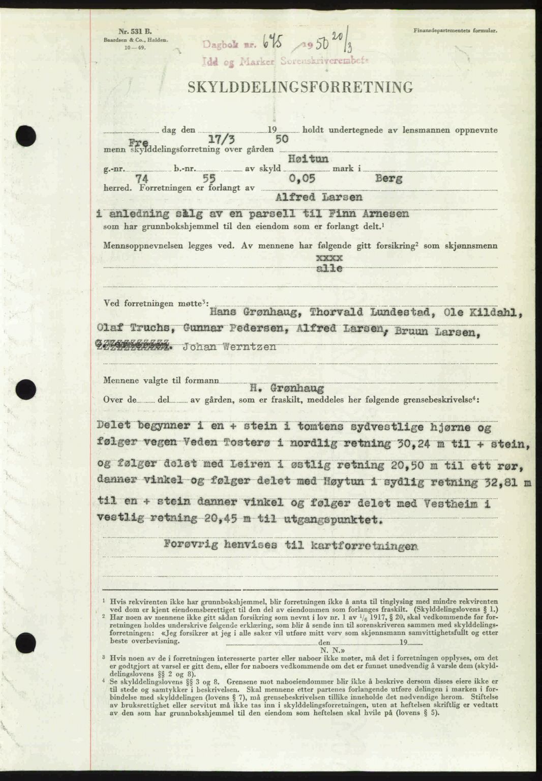 Idd og Marker sorenskriveri, AV/SAO-A-10283/G/Gb/Gbb/L0014: Mortgage book no. A14, 1950-1950, Diary no: : 675/1950