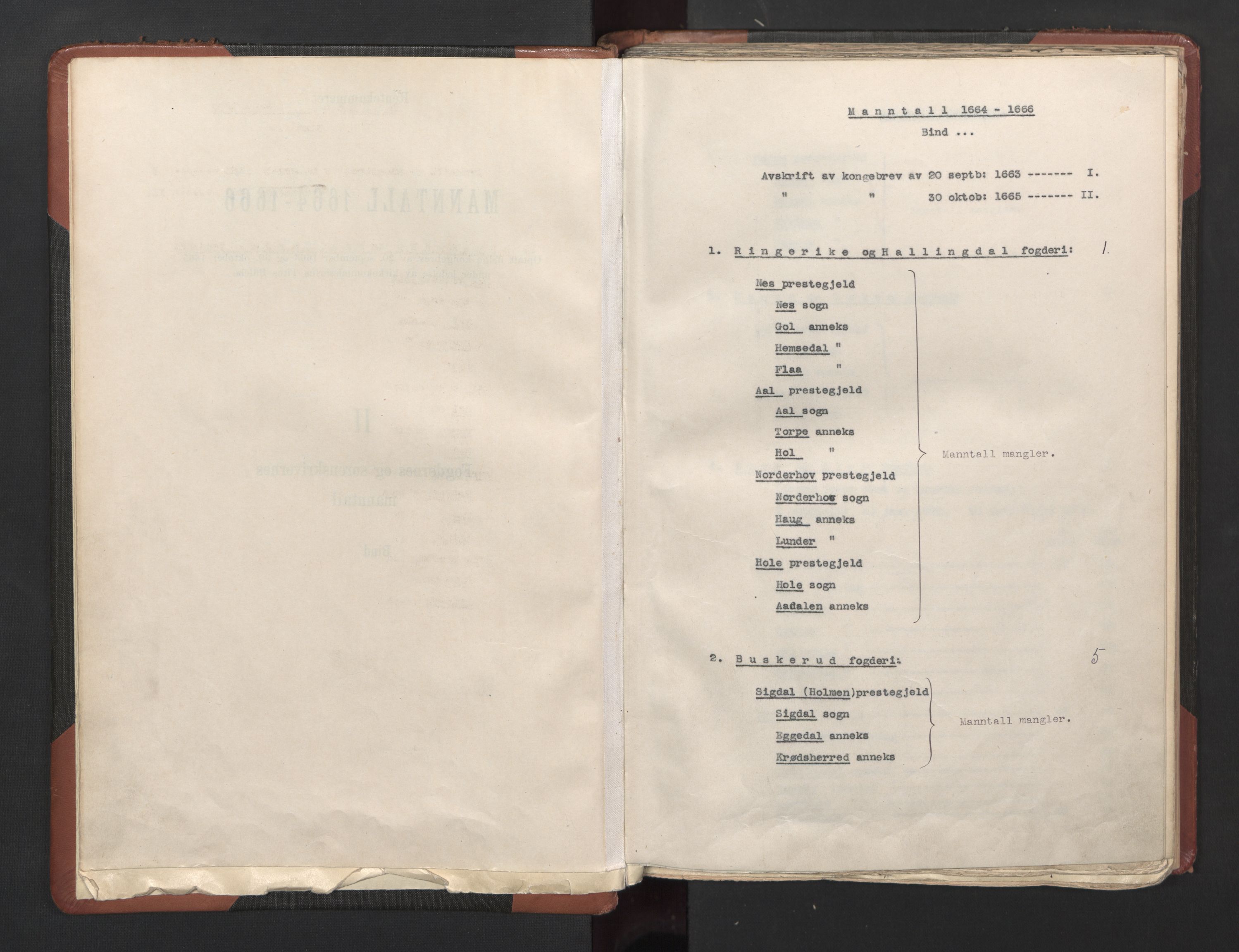 RA, Bailiff's Census 1664-1666, no. 5: Modern Buskerud county and modern Vestfold county, 1664