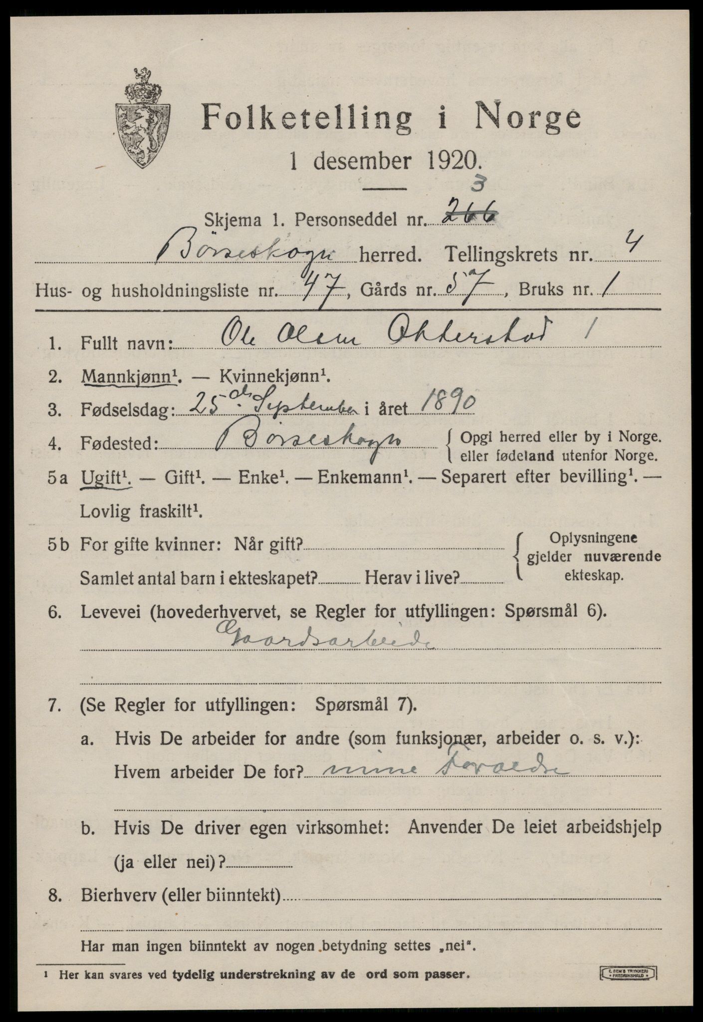 SAT, 1920 census for Børseskogn, 1920, p. 2804
