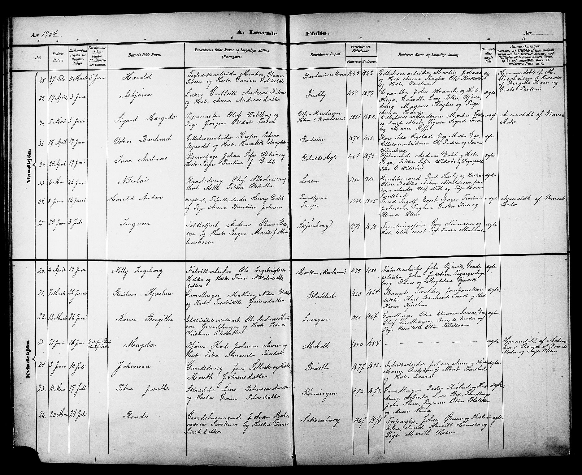 Ministerialprotokoller, klokkerbøker og fødselsregistre - Sør-Trøndelag, AV/SAT-A-1456/606/L0313: Parish register (copy) no. 606C09, 1895-1910