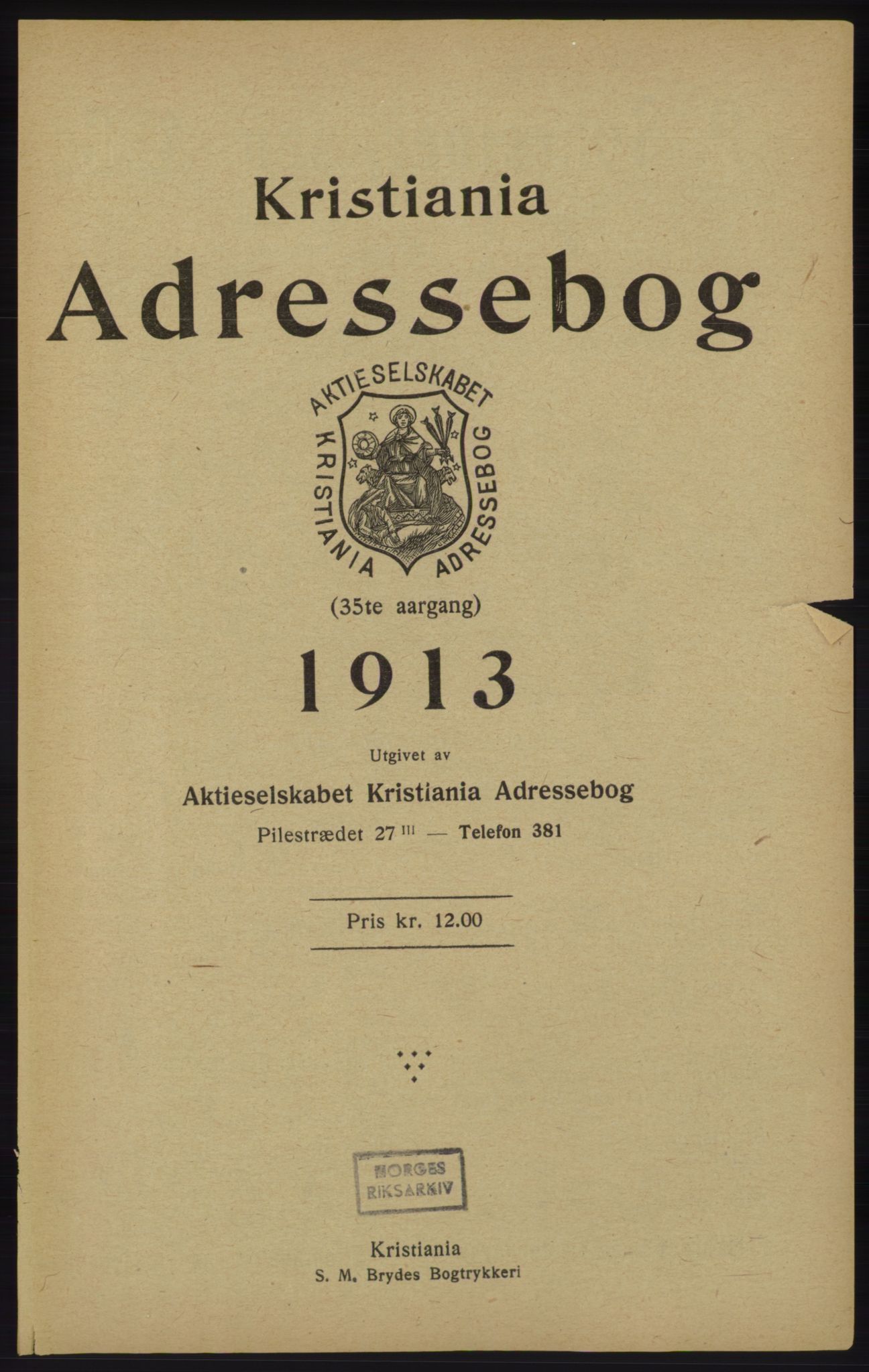Kristiania/Oslo adressebok, PUBL/-, 1913, p. 15