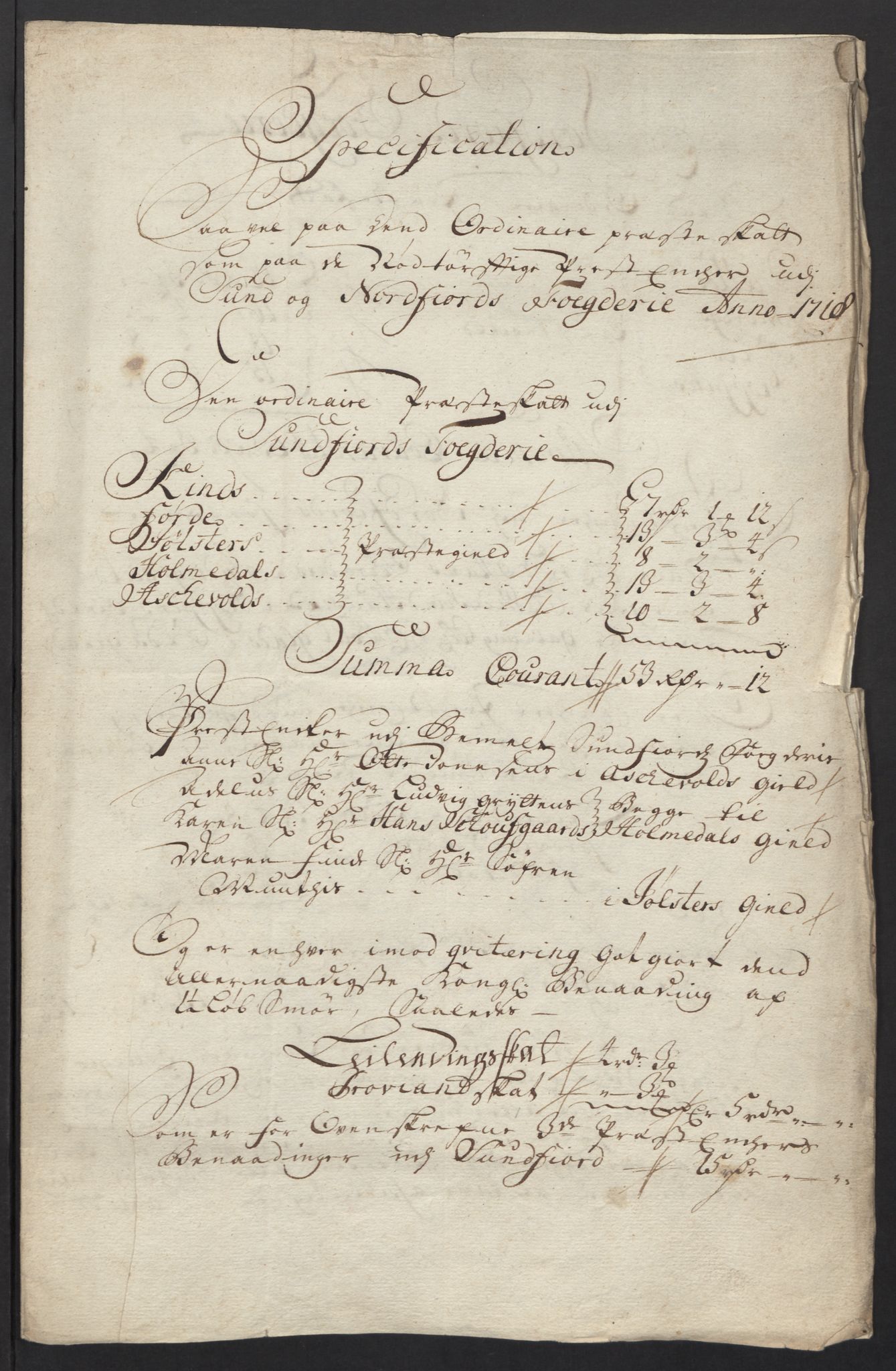 Rentekammeret inntil 1814, Reviderte regnskaper, Fogderegnskap, RA/EA-4092/R53/L3441: Fogderegnskap Sunn- og Nordfjord, 1717-1718, p. 297
