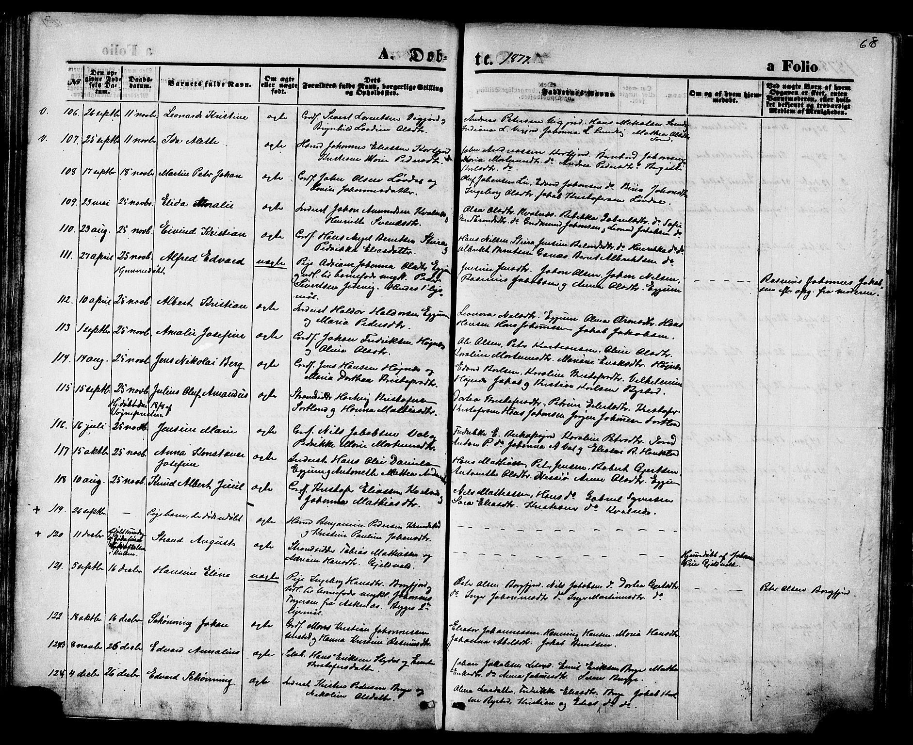 Ministerialprotokoller, klokkerbøker og fødselsregistre - Nordland, AV/SAT-A-1459/880/L1132: Parish register (official) no. 880A06, 1869-1887, p. 68